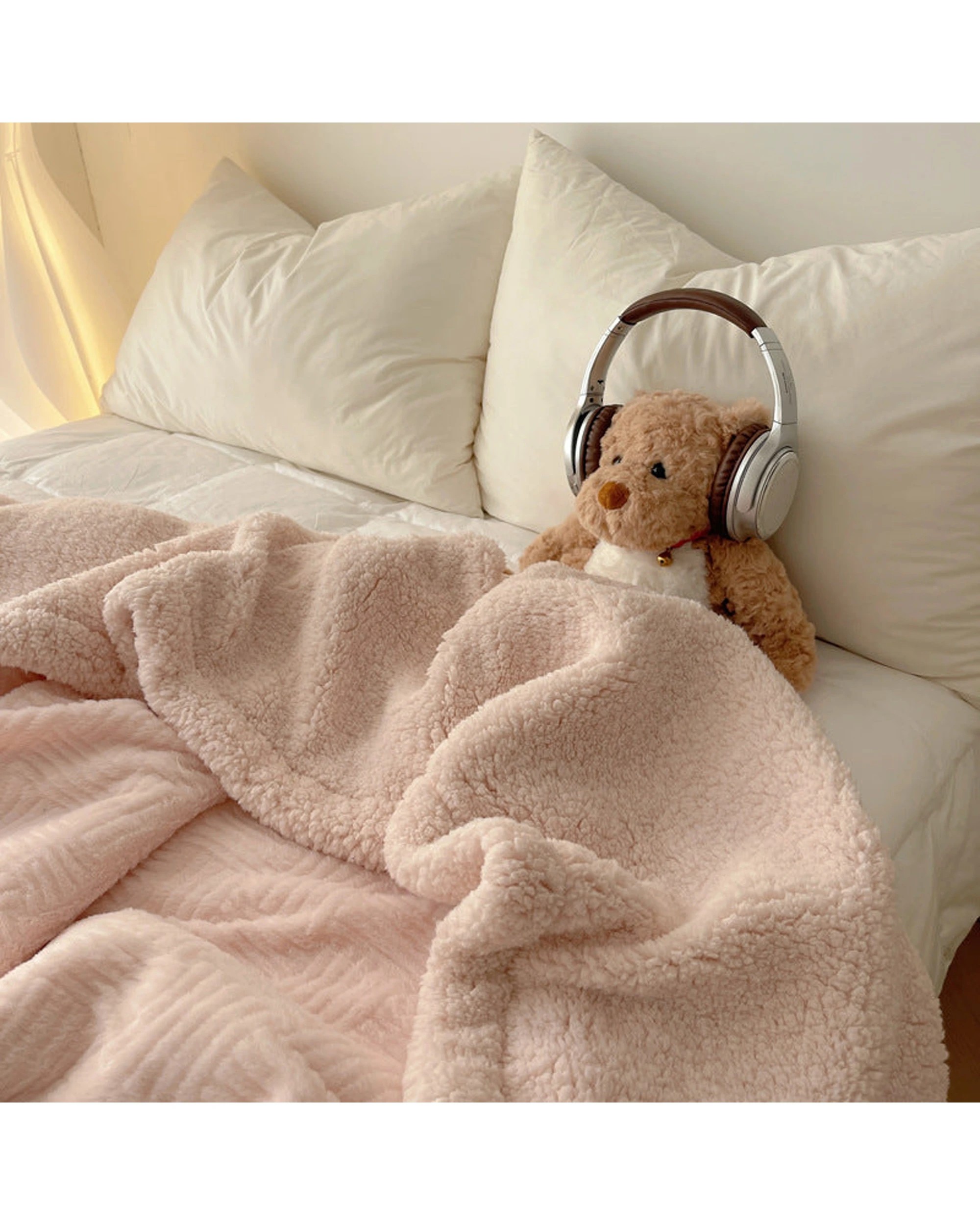 4 Cotton More Large Faux Rabbit Plush Blanket Throw 200x230cm Fairy - Pink, 4 of 6