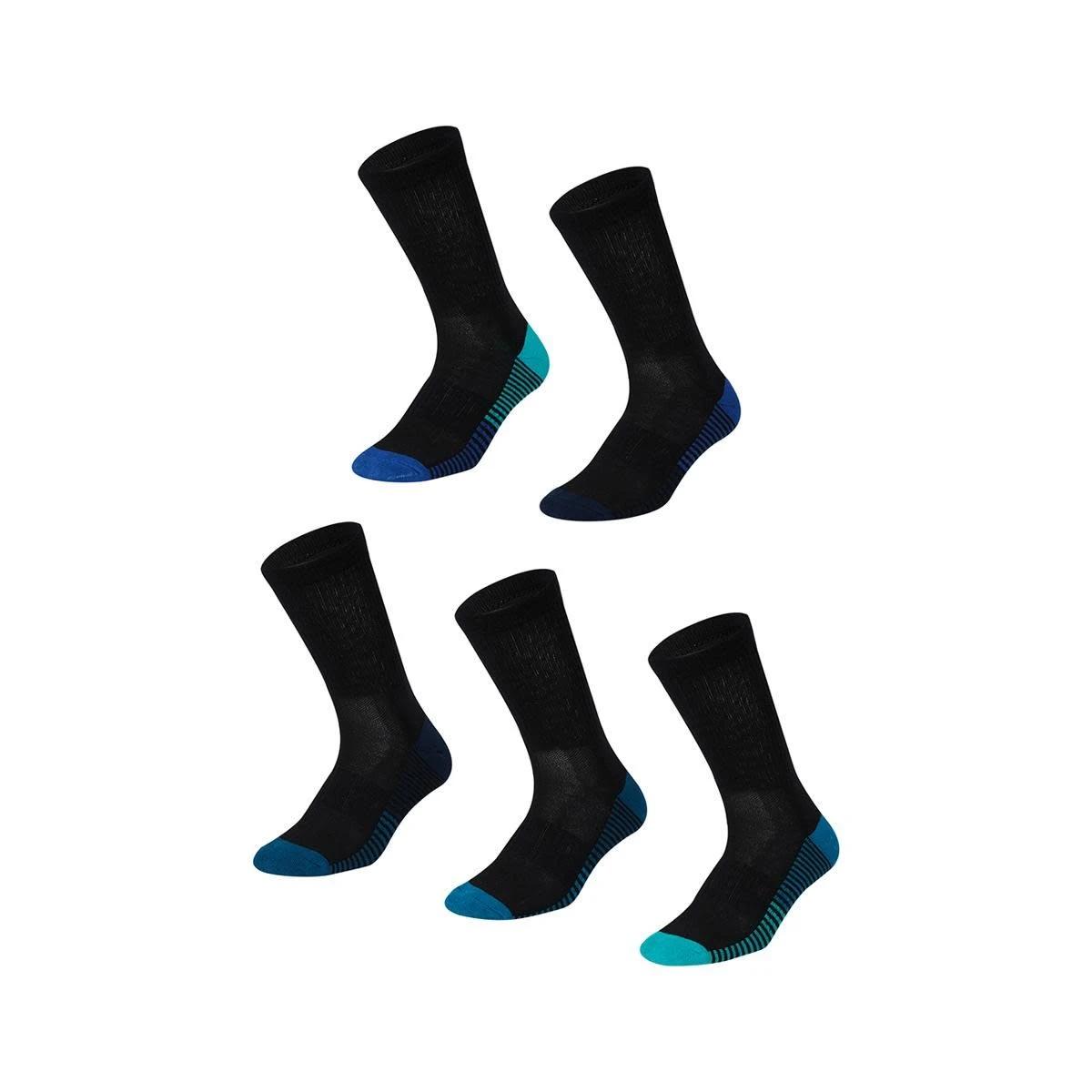 1 5 Pack Super Tough Crew Socks BLACK COLOUR, 1 of 3