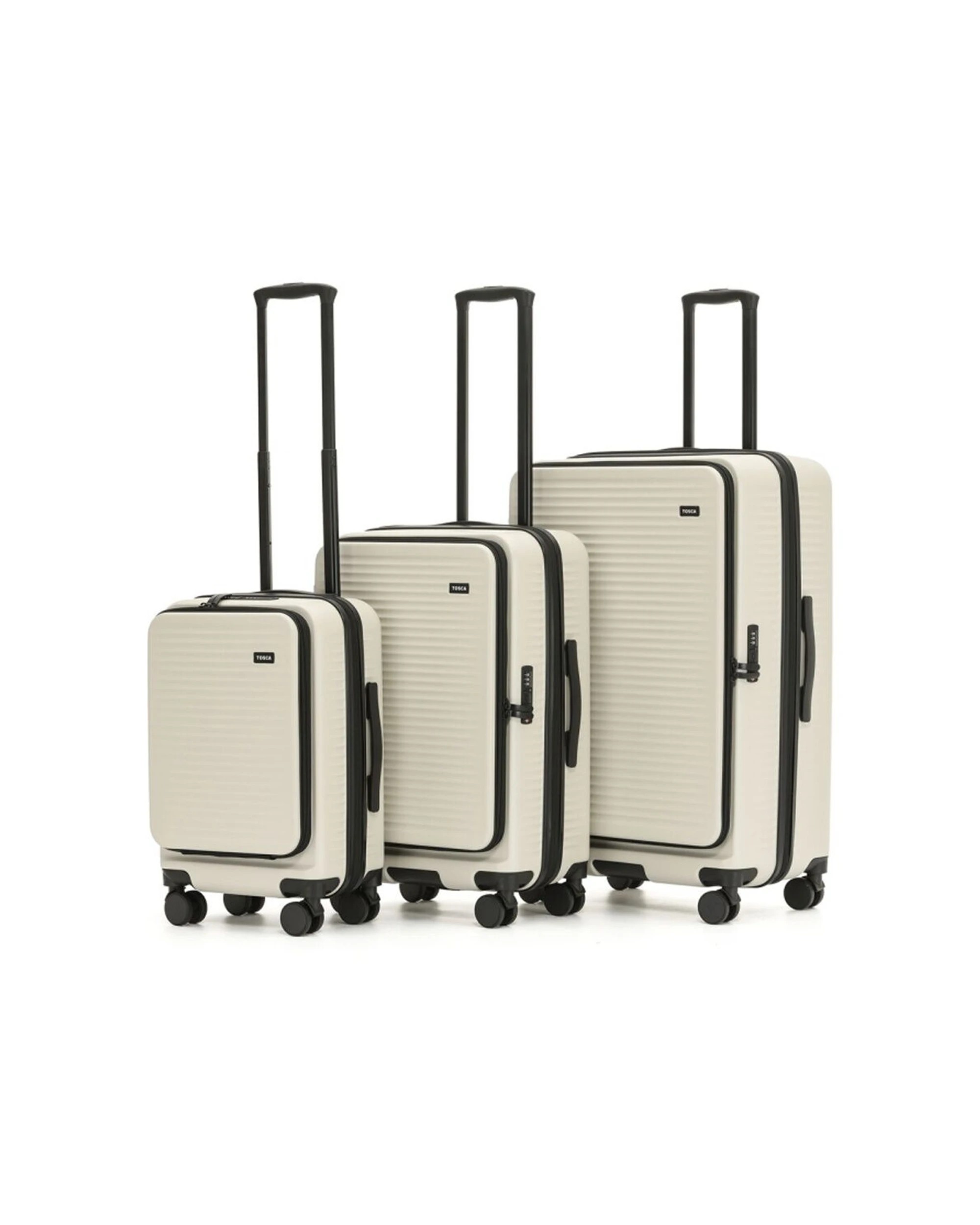 1 Tosca 3Pc Zen Travel Suitcases/Luggage Set With Wheels & Combination Lock - Beige, 1 of 8
