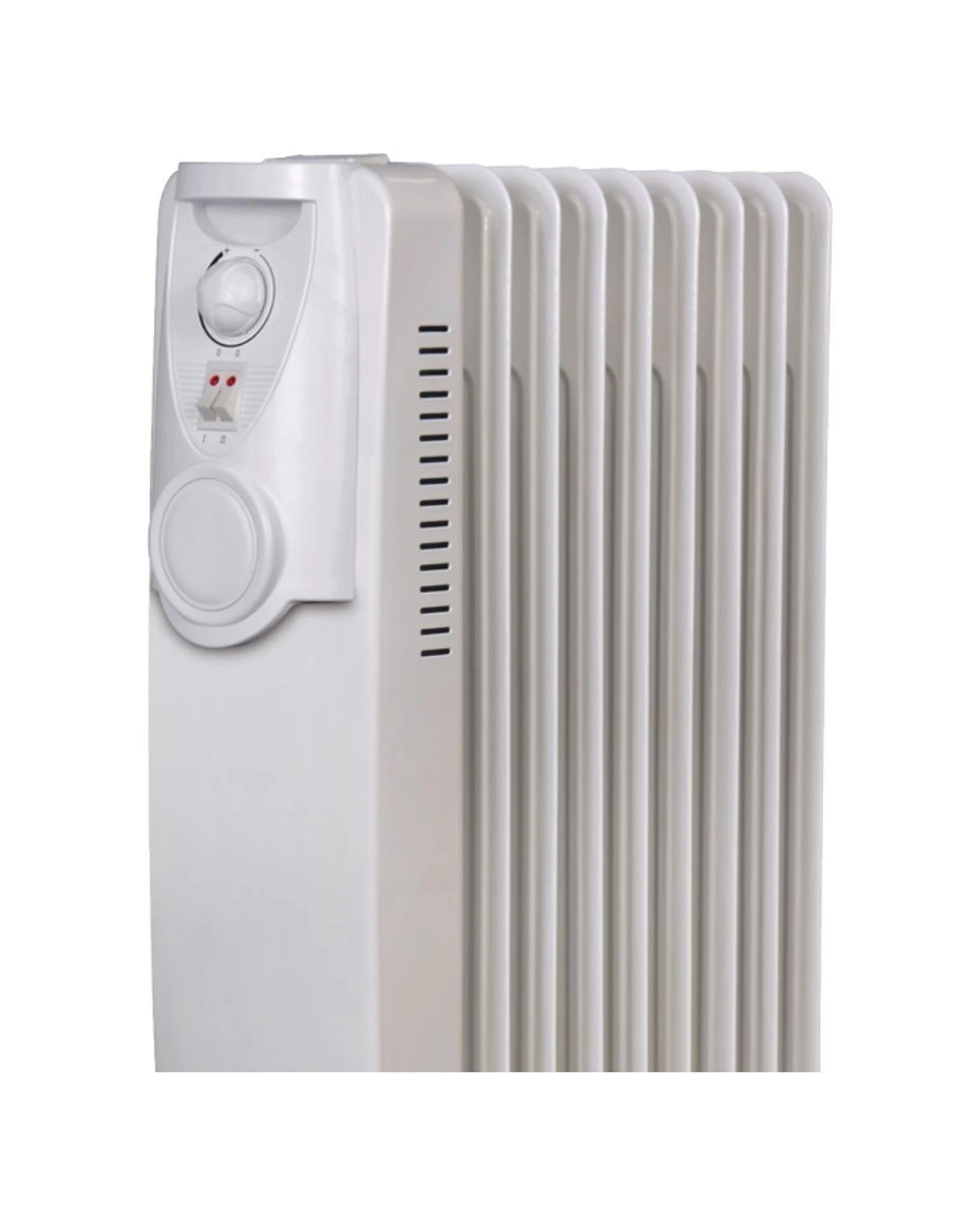 2 Heller Hoch9 2000w Electric Portable 9 Fin Oil Heater/column/castor Wheels - White, 2 of 3