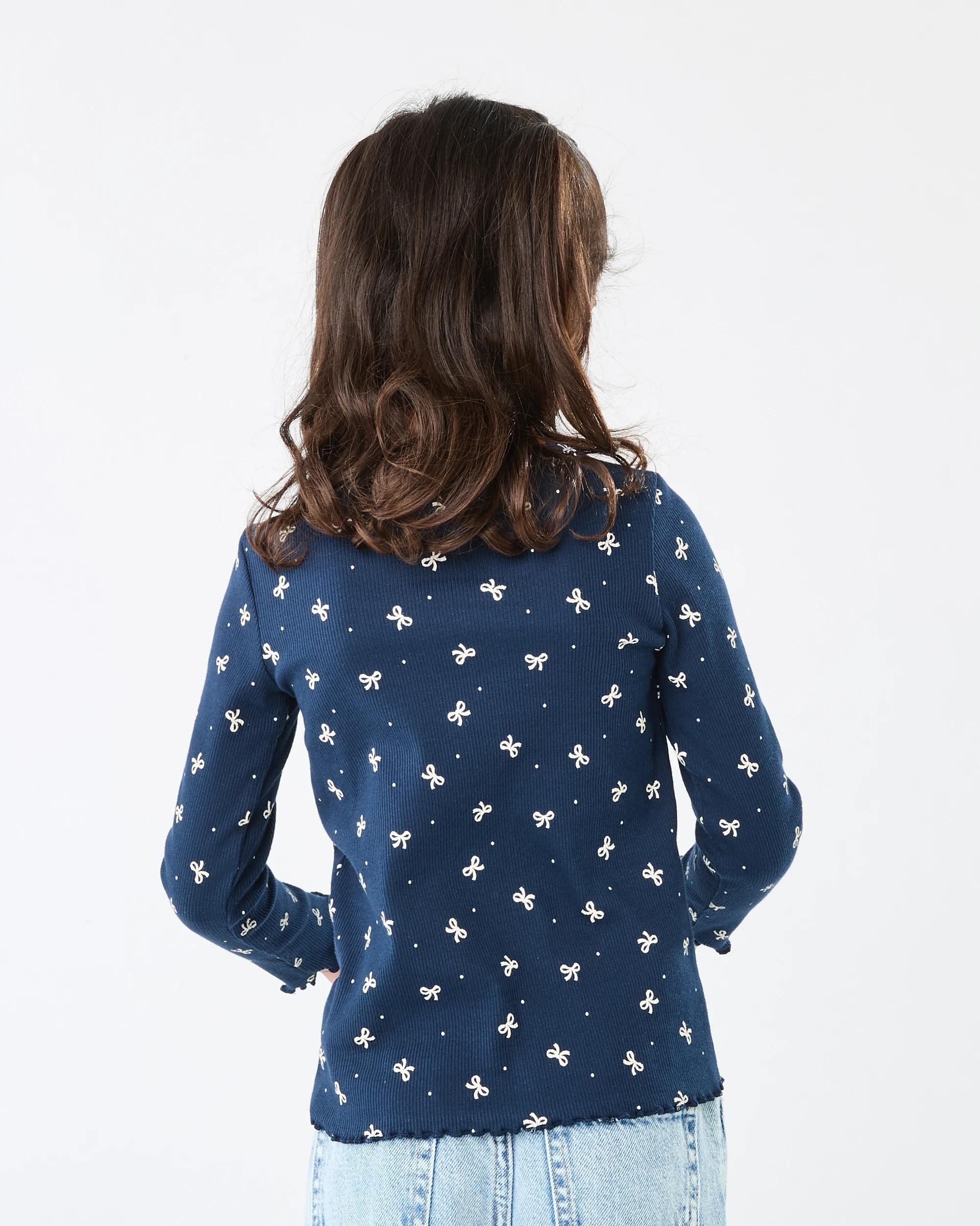 2 Long Sleeve Rib T-shirt Nvy Bow, 2 of 8