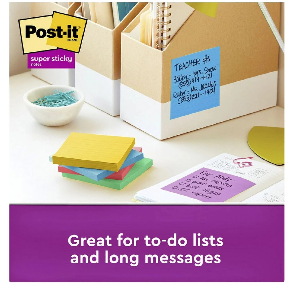 4 Post-it Super Sticky Notes 101x101mm Playful Primaries 6 Pack, 4 of 10