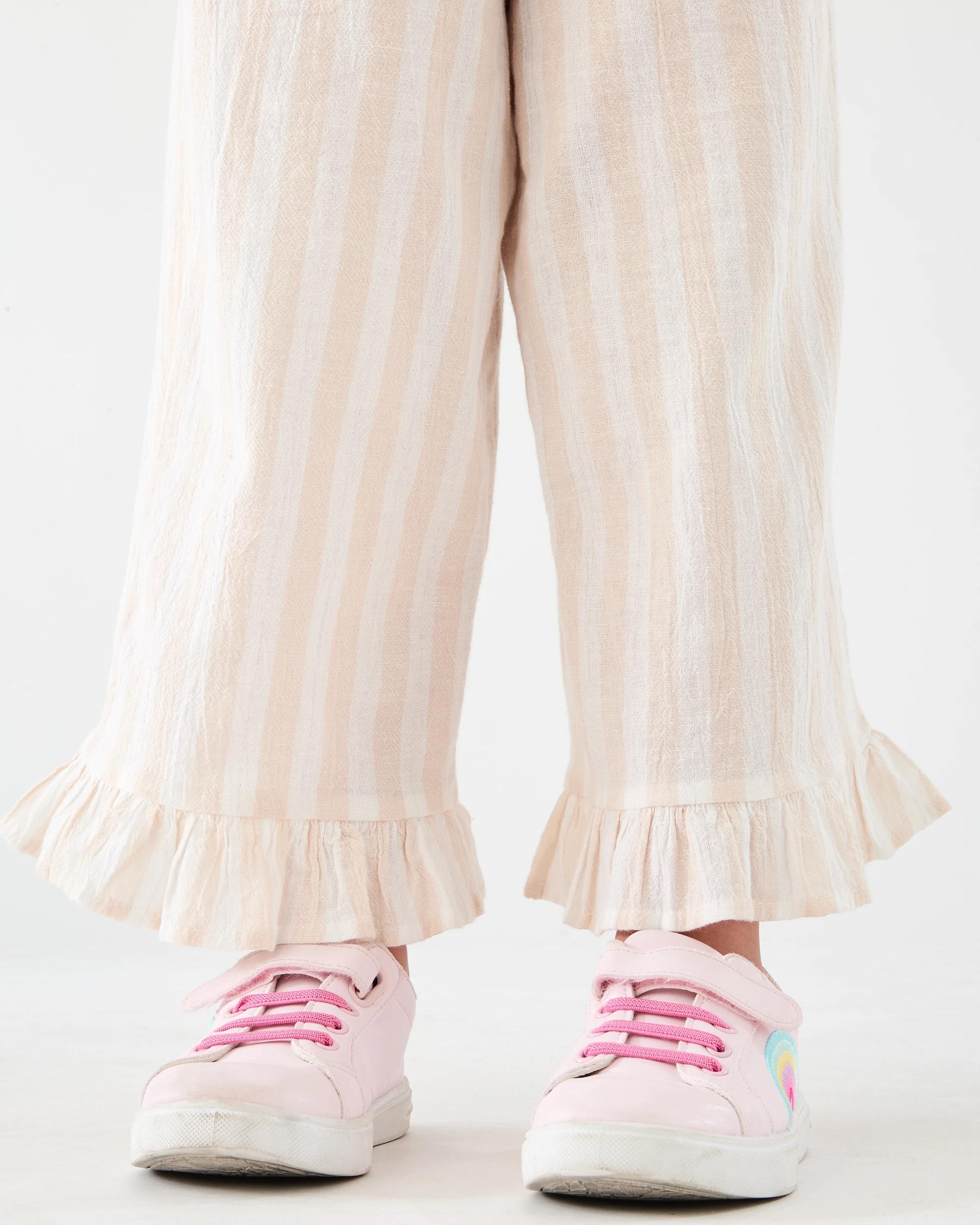 3 Frill Hem Pants Bge Stripe, 3 of 6