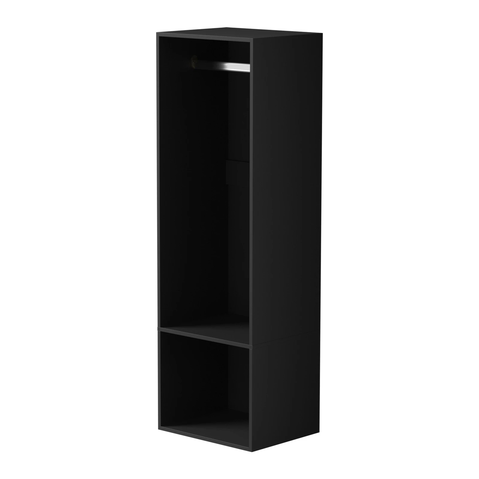 7 Oikiture Open Wardrobe Shelf Unit Clothes Storage 2 Shelves Hanging Rail
 - Black, 7 of 10