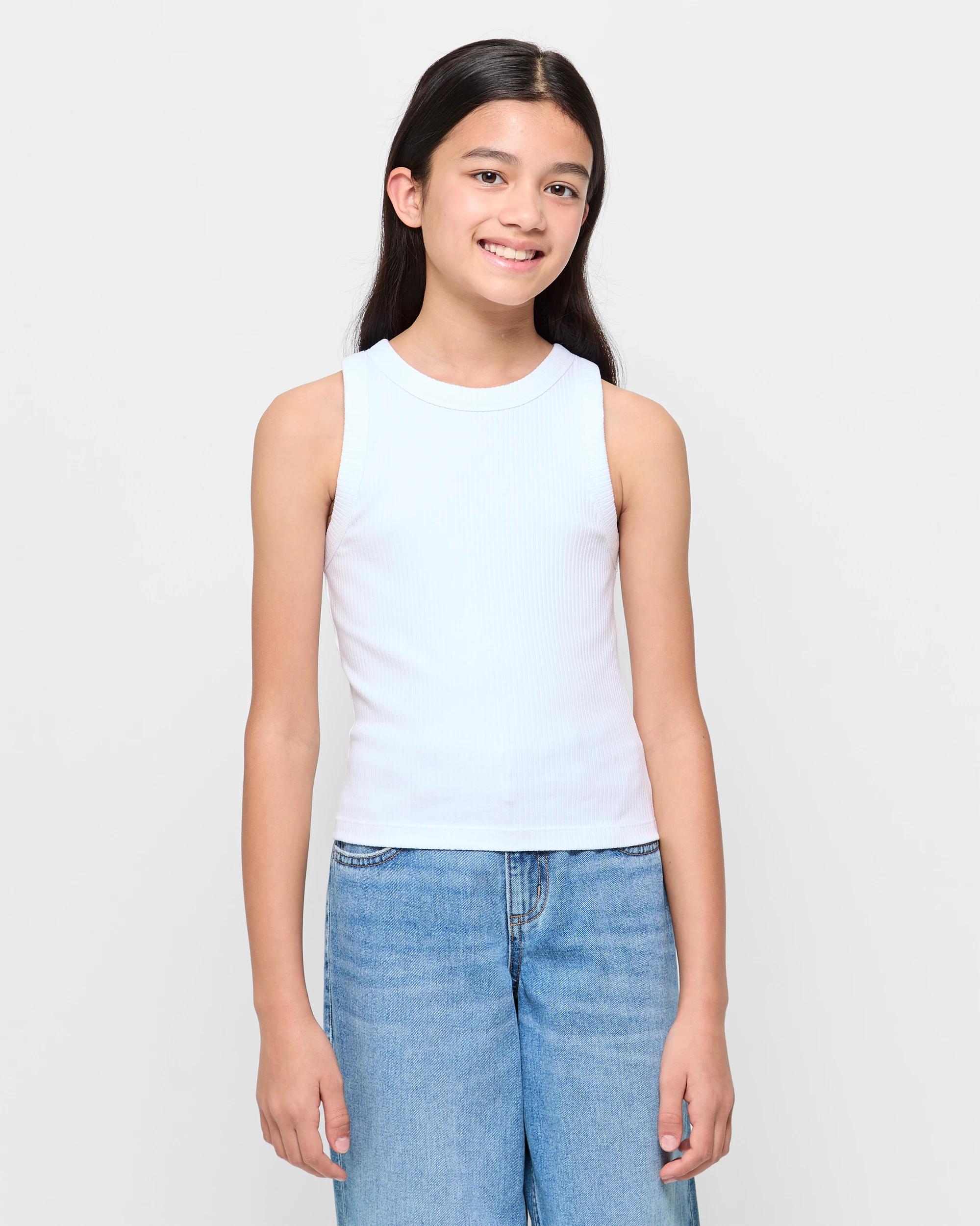 1 Target Australian Cotton Racer Back Rib Tank WHITE, 1 of 7