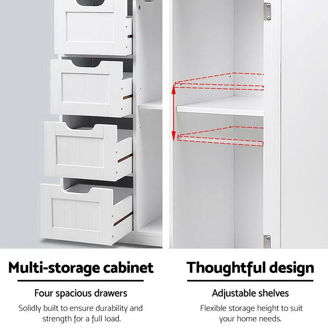 6 Artiss Bathroom Cabinet Storage Drawers Bathroom Organizer Moisture Resistant Slim Design Space Saving
 - white, 6 of 10