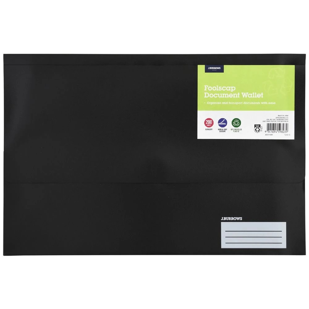 1 J.Burrows Foolscap Document Wallet Black, 1 of 3