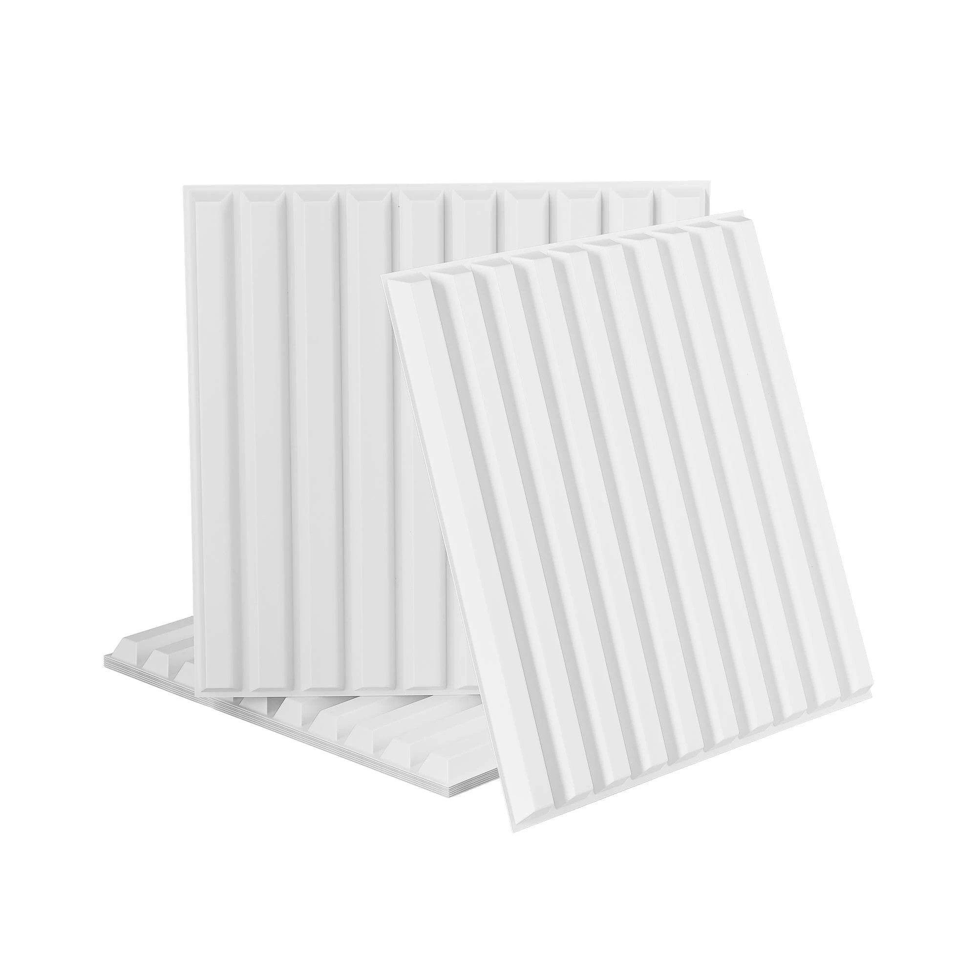 3 Artiss 3D Wall Panels Vertical 15PCS PVC Decorative Panels 50x50cm Feature Wall - White, 3 of 8
