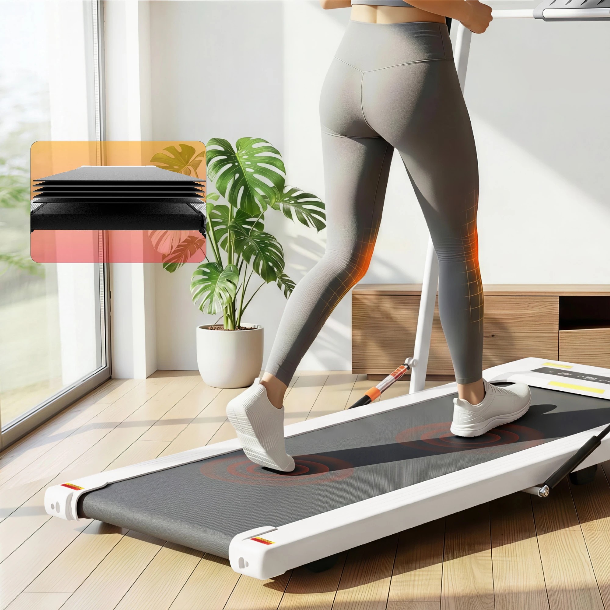 9 Everfit 2 in 1 Treadmill Electric Walking Pad Under Desk Home Gym Fitness 400mm - White, 9 of 10