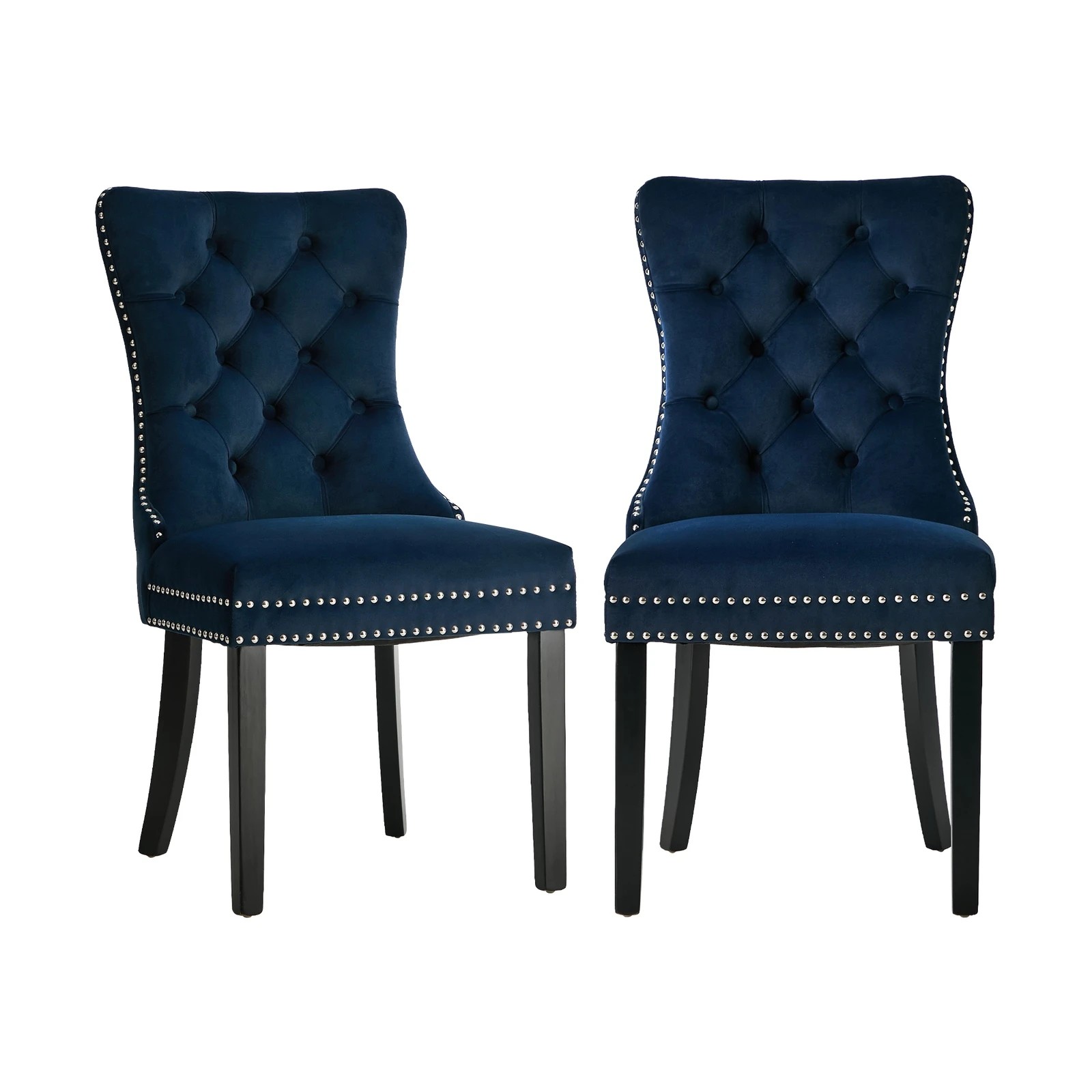 7 Oikiture 2x Velvet Dining Chairs Upholstered French Provincial Tufted - Blue, 7 of 10