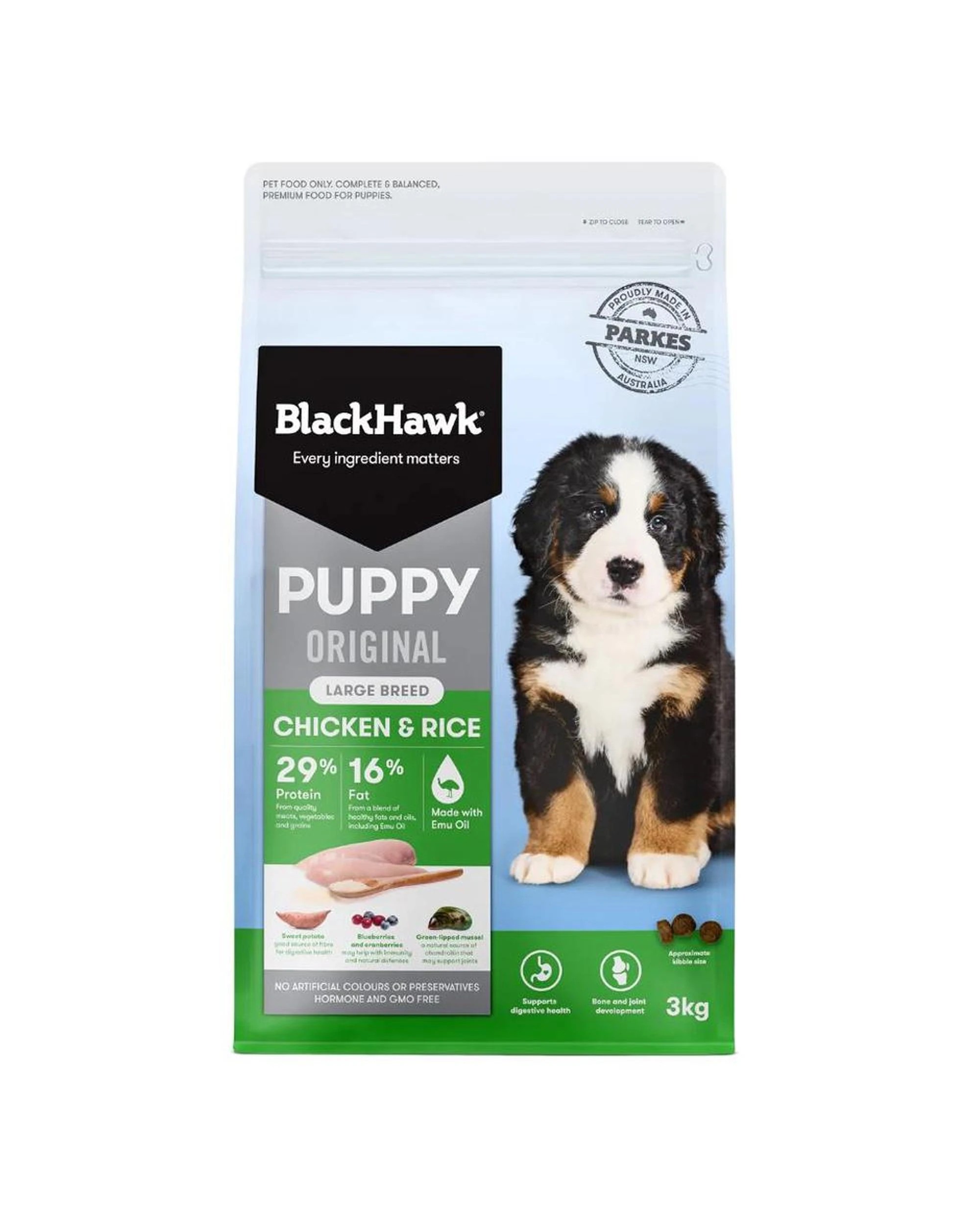 1 Black Hawk Puppy Large Breed Original Dry Dog Food Chicken & Rice 3kg, 1 of 9
