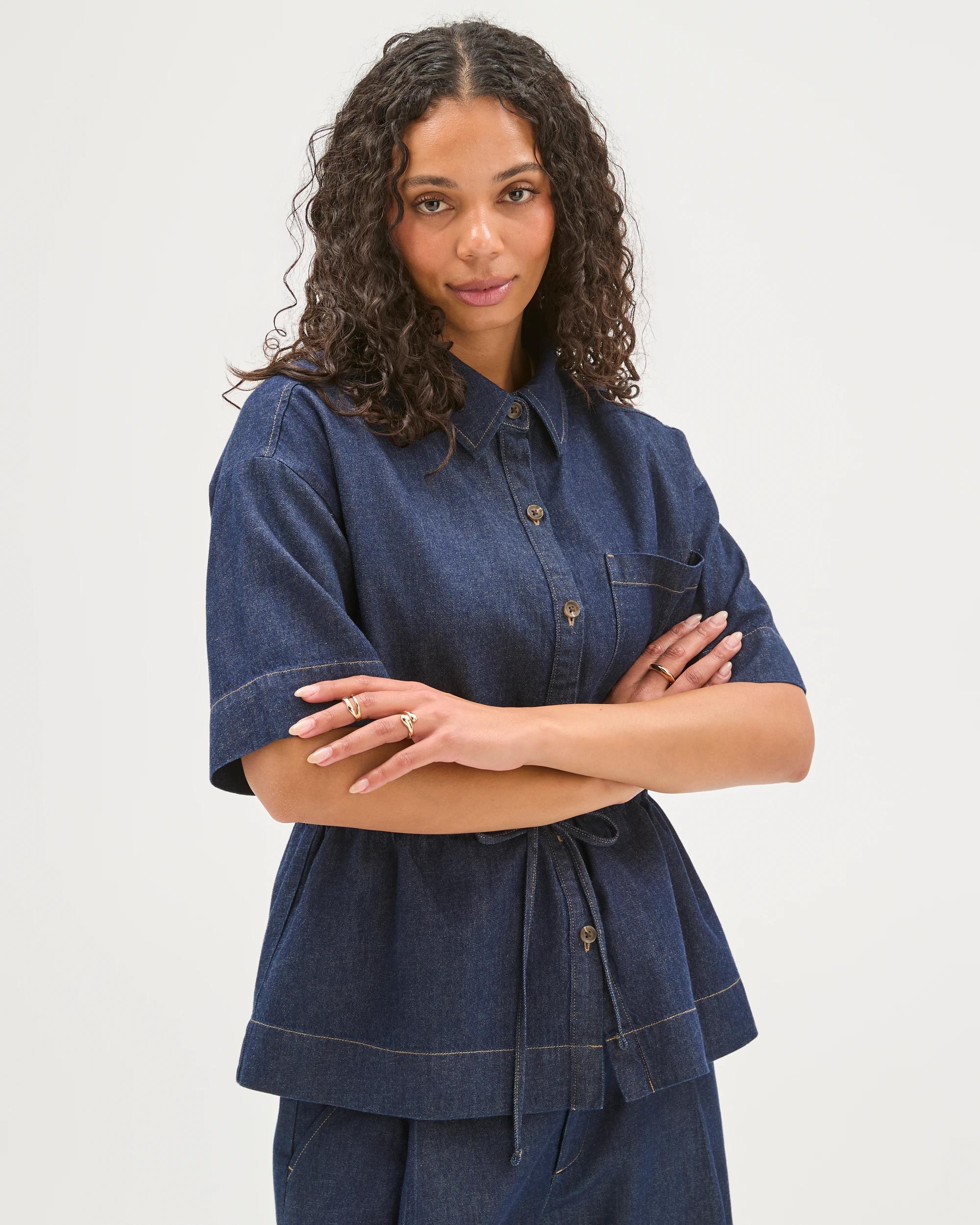 3 Target Denim Linen Denim Shirt RINSE, 3 of 8