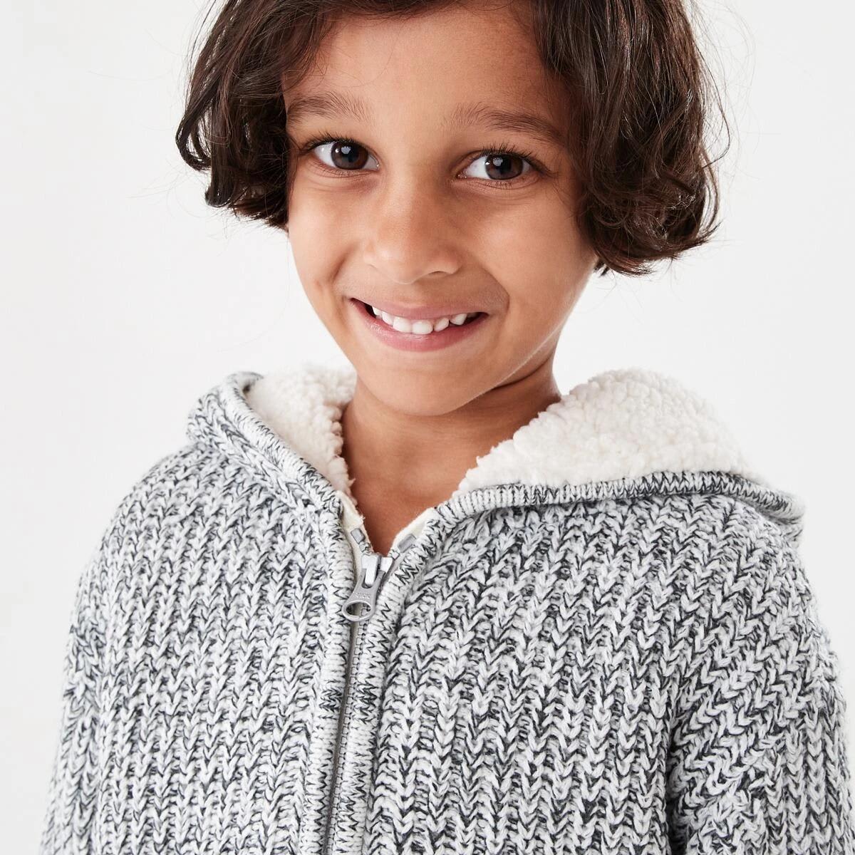 3 Sherpa Knit Hoodie Wht Twist, 3 of 8