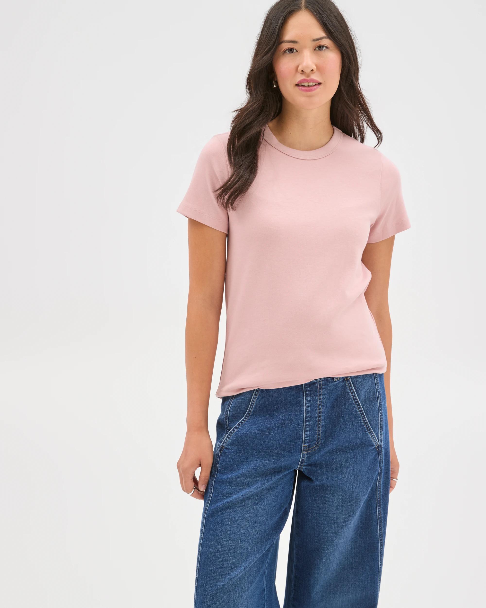 2 Target Woman Australian Cotton Interlock Neat T-Shirt SOFT BLUSH, 2 of 6