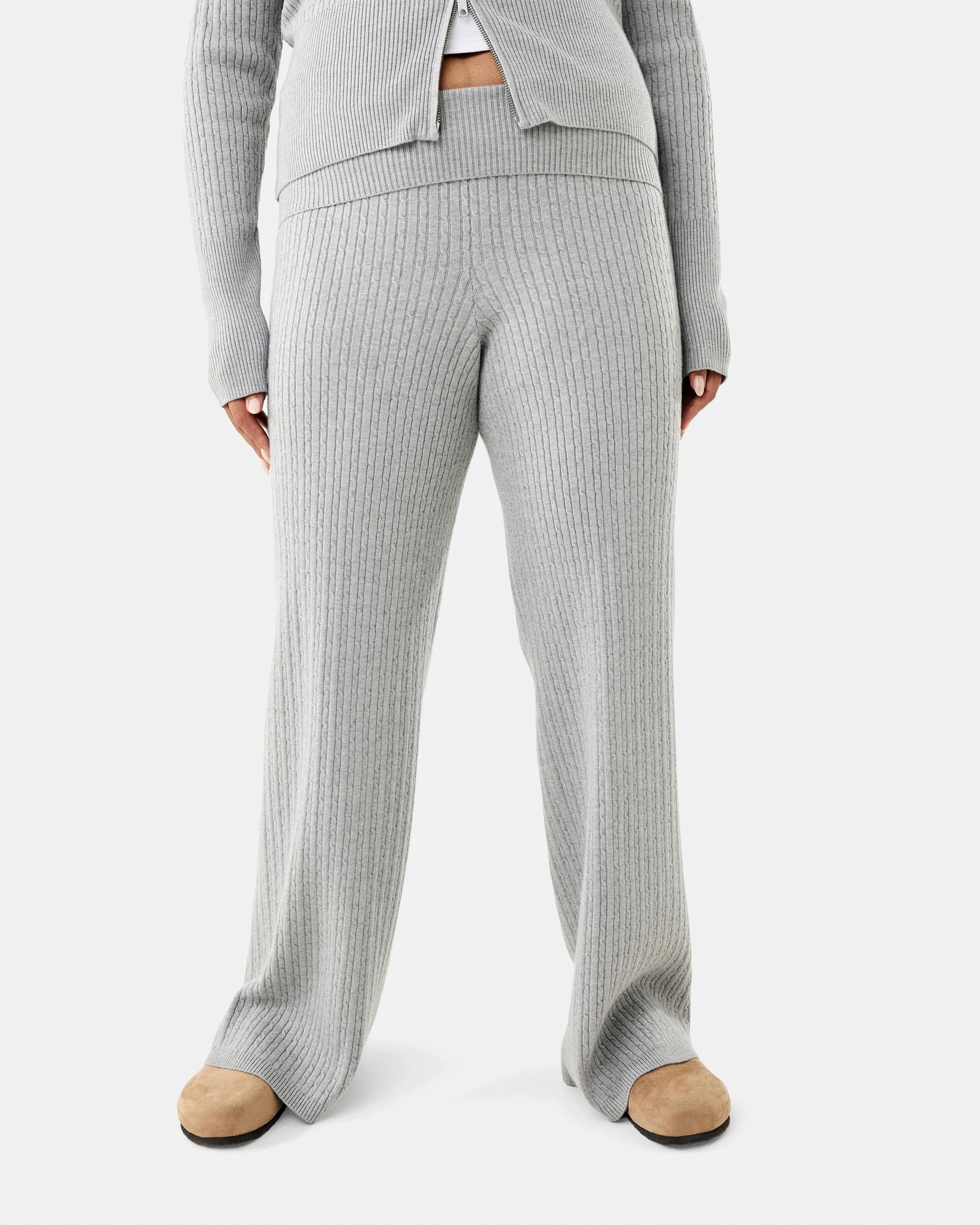 3 True Knit Cable Fold Over Pants Grey Marle, 3 of 8