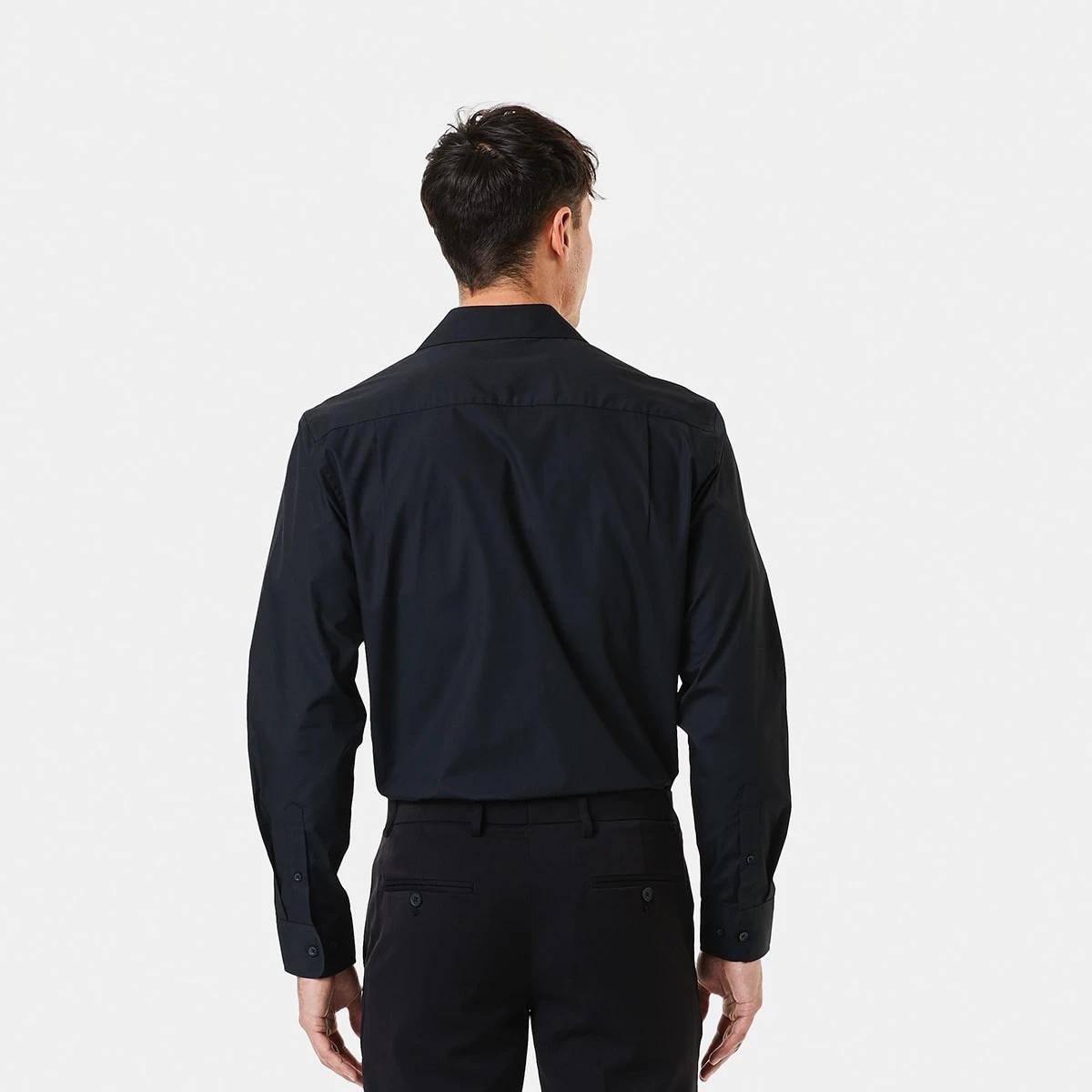 3 Work Long Sleeve Business Shirt Black, 3 of 7