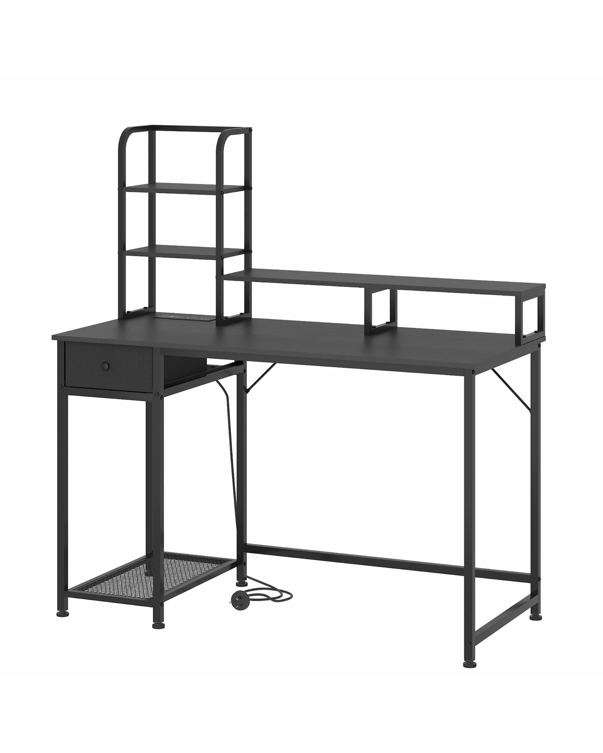 5 Advwin Reversible Computer Desk LED Gaming Desk Home Office Desk PC Table with Shelf Drawer, 5 of 9