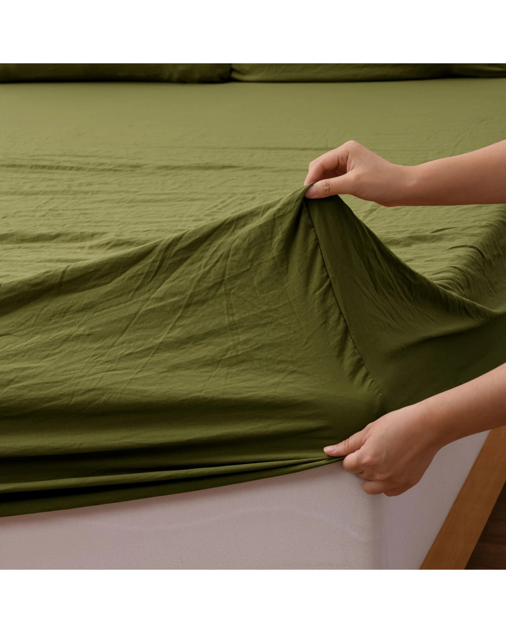 3 Dreamaker Superfine Washed Microfibre Sheet Set - King Bed - Olive, 3 of 7