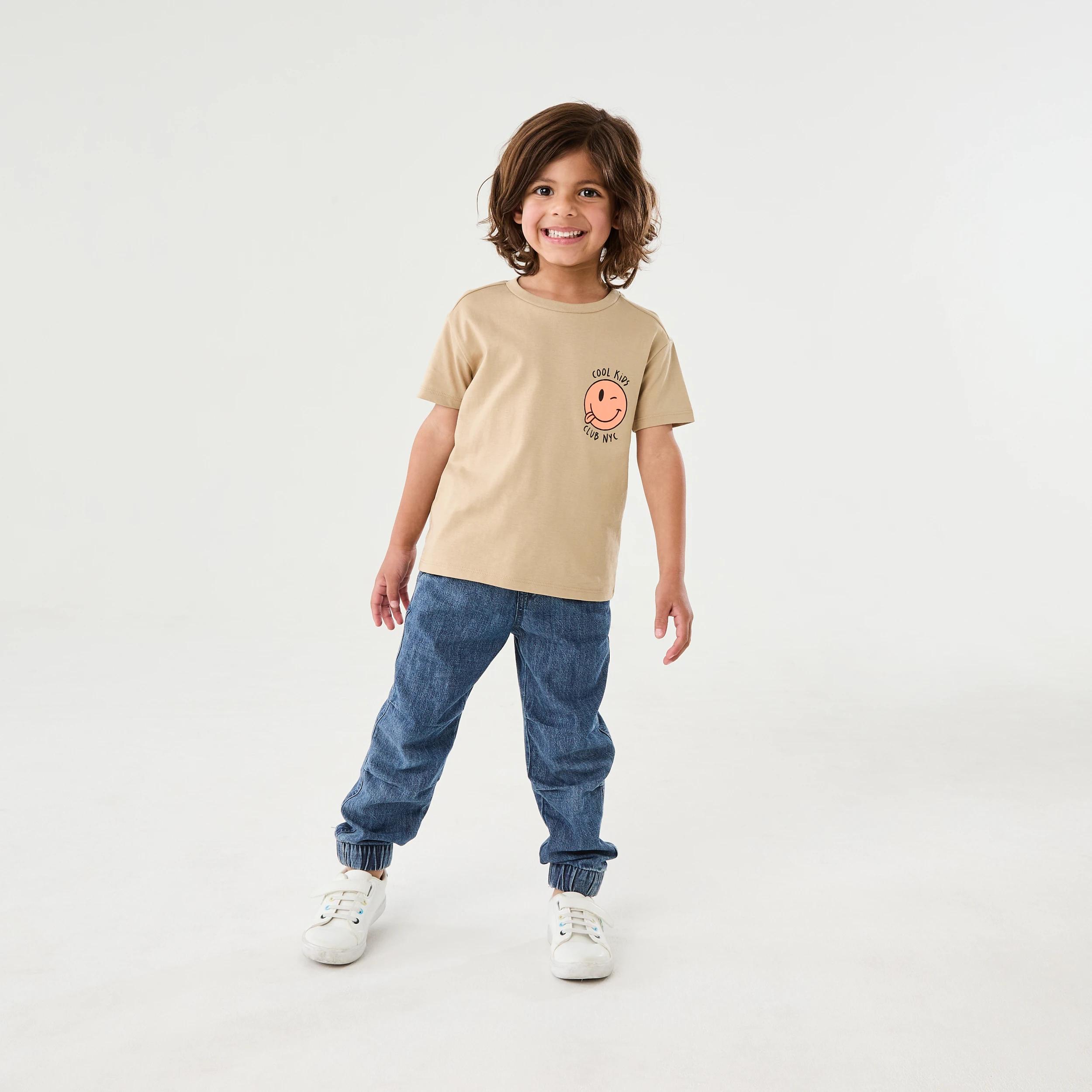 5 Chest Print T-shirt CHEEKY SMILE LIGHT BROWN, 5 of 6