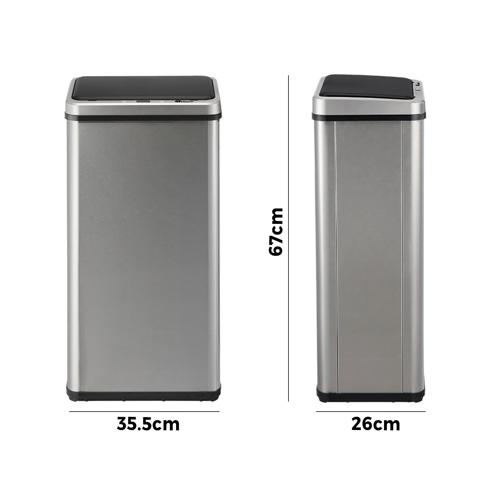 10 Oikiture 50L Motion Sensor Bin Automatic Rubbish Trash Can - Silver, 10 of 10