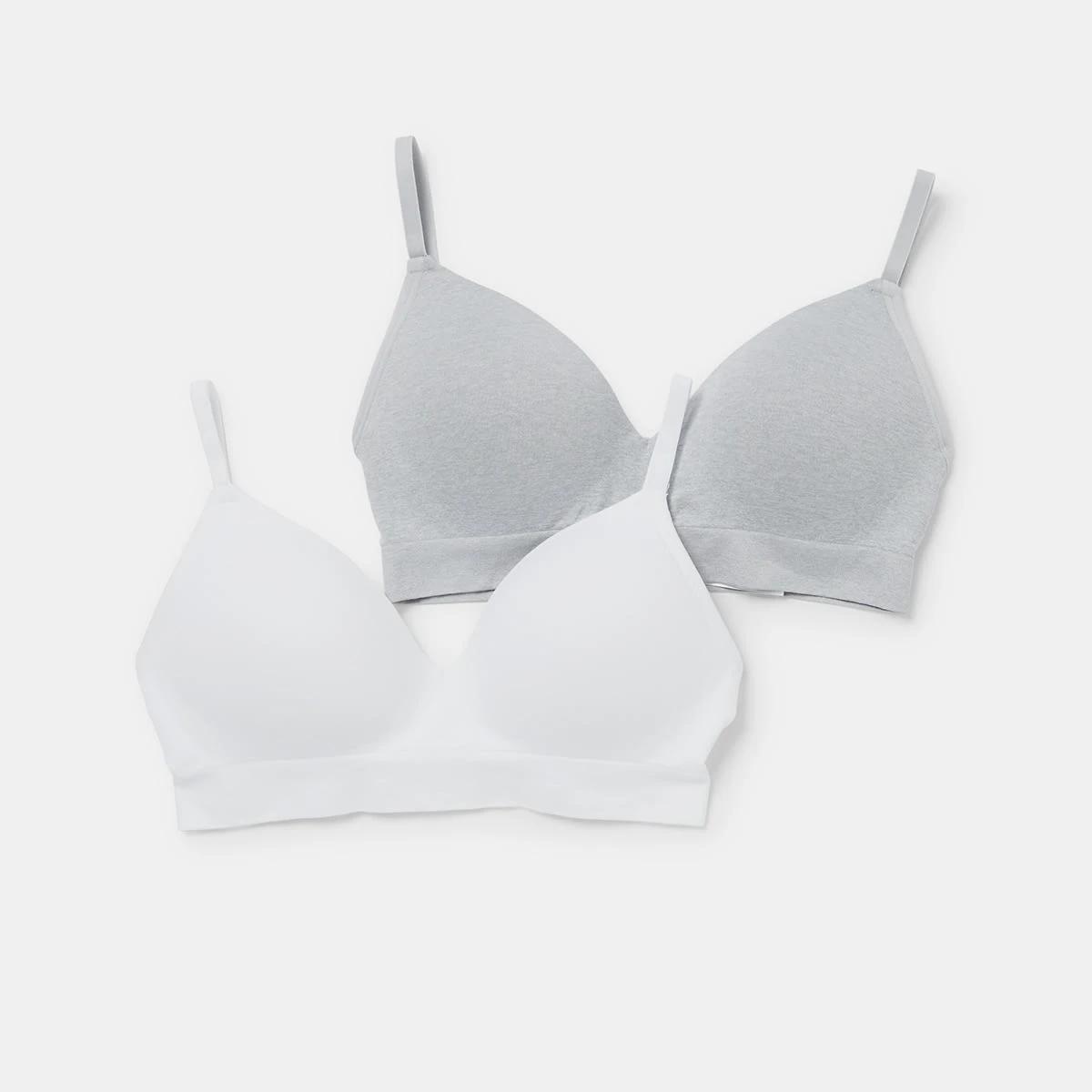 1 2 Pack Wirefree Seamfree T-shirt Bra WHITE, SILVER MARLE, 1 of 8