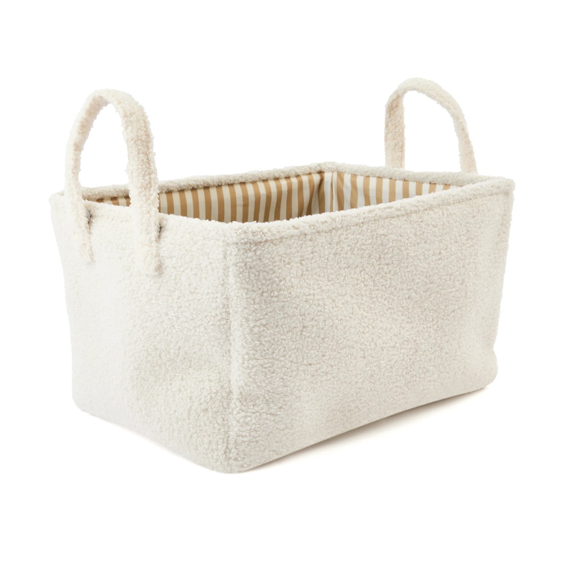 3 Rectangle Boucle Basket with Stripe Liner - White, 3 of 7