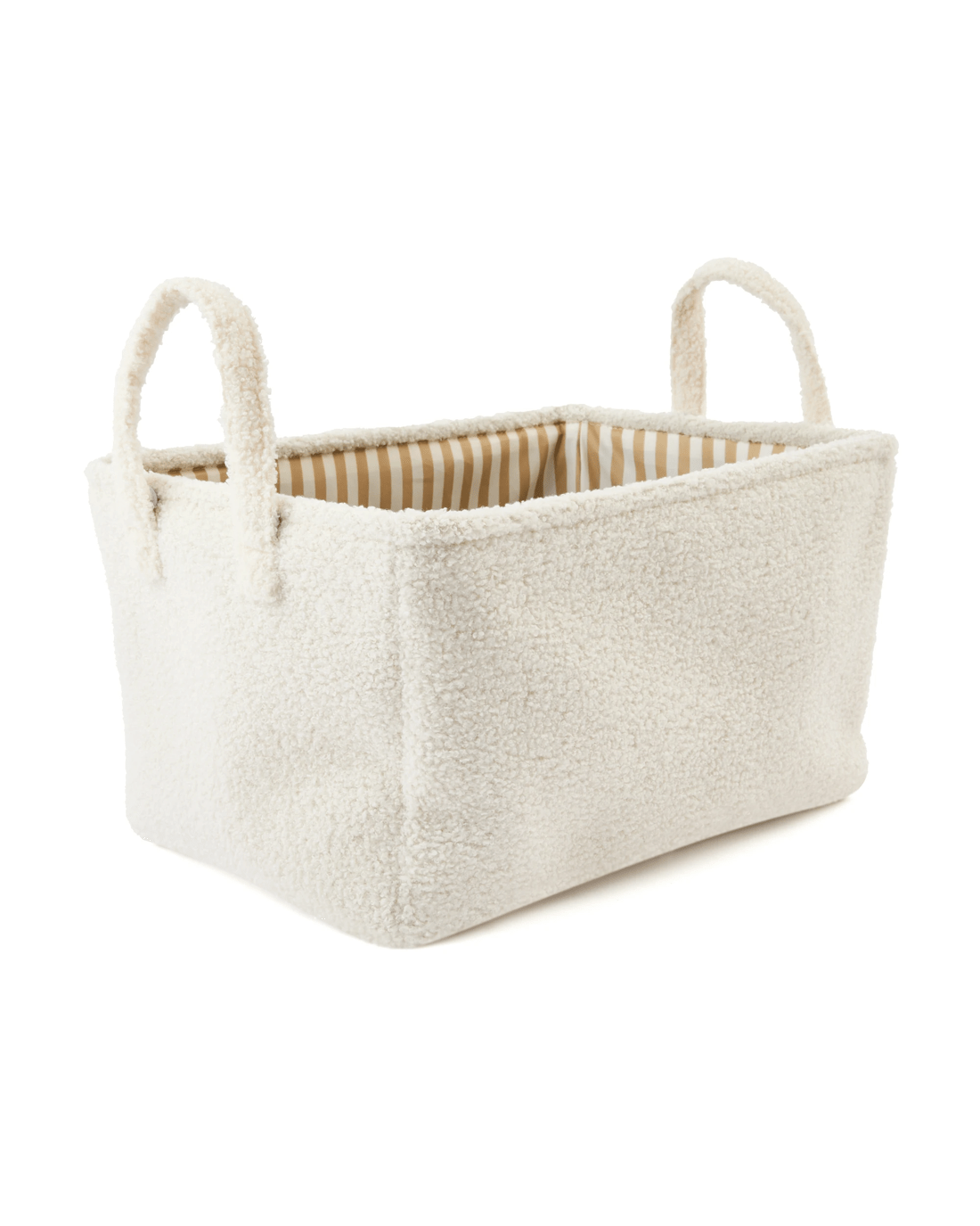 3 Rectangle Boucle Basket with Stripe Liner - White, 3 of 7