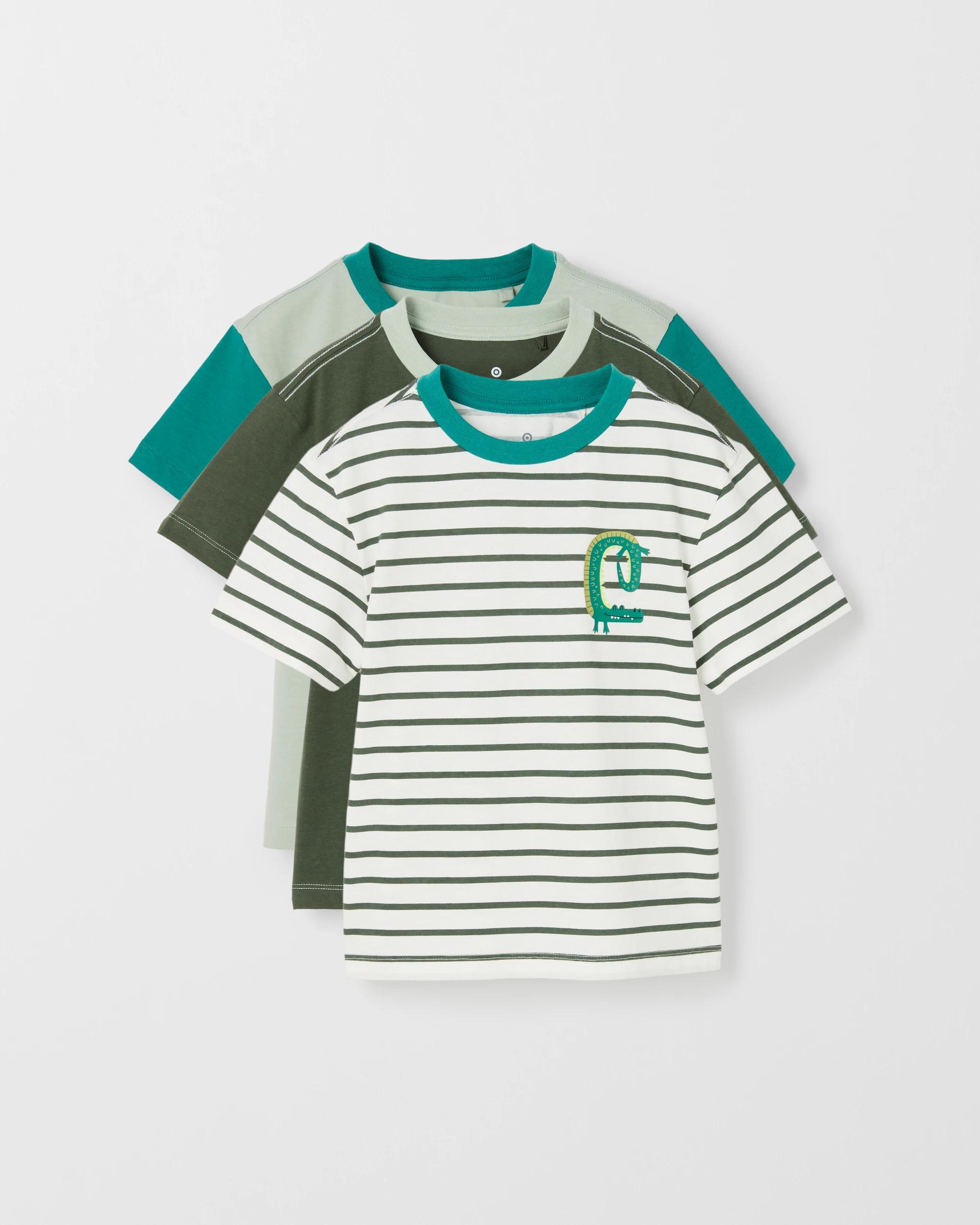 1 Target Kids Australian Cotton 3 Pack T-Shirts CROC GREEN, 1 of 5