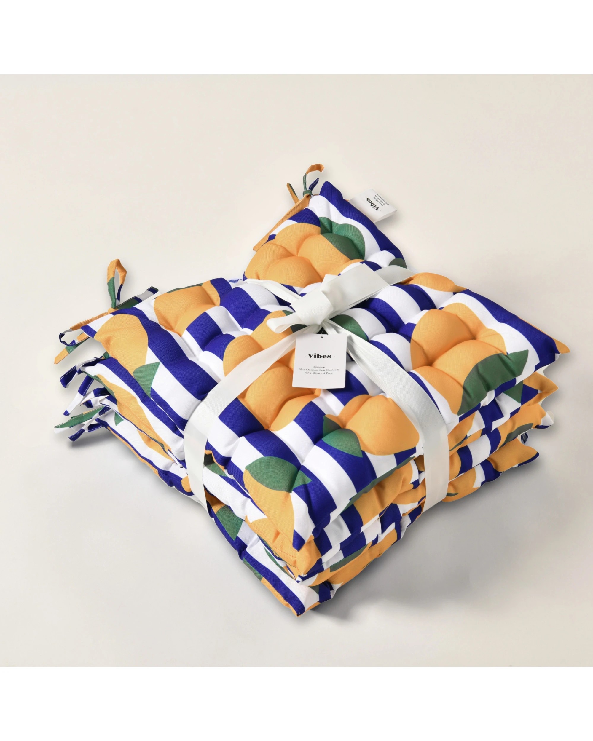 8 Vibes Limone Printed Outdoor Seat Cushions (Set of 4) 40x40cm - Limone, 8 of 8