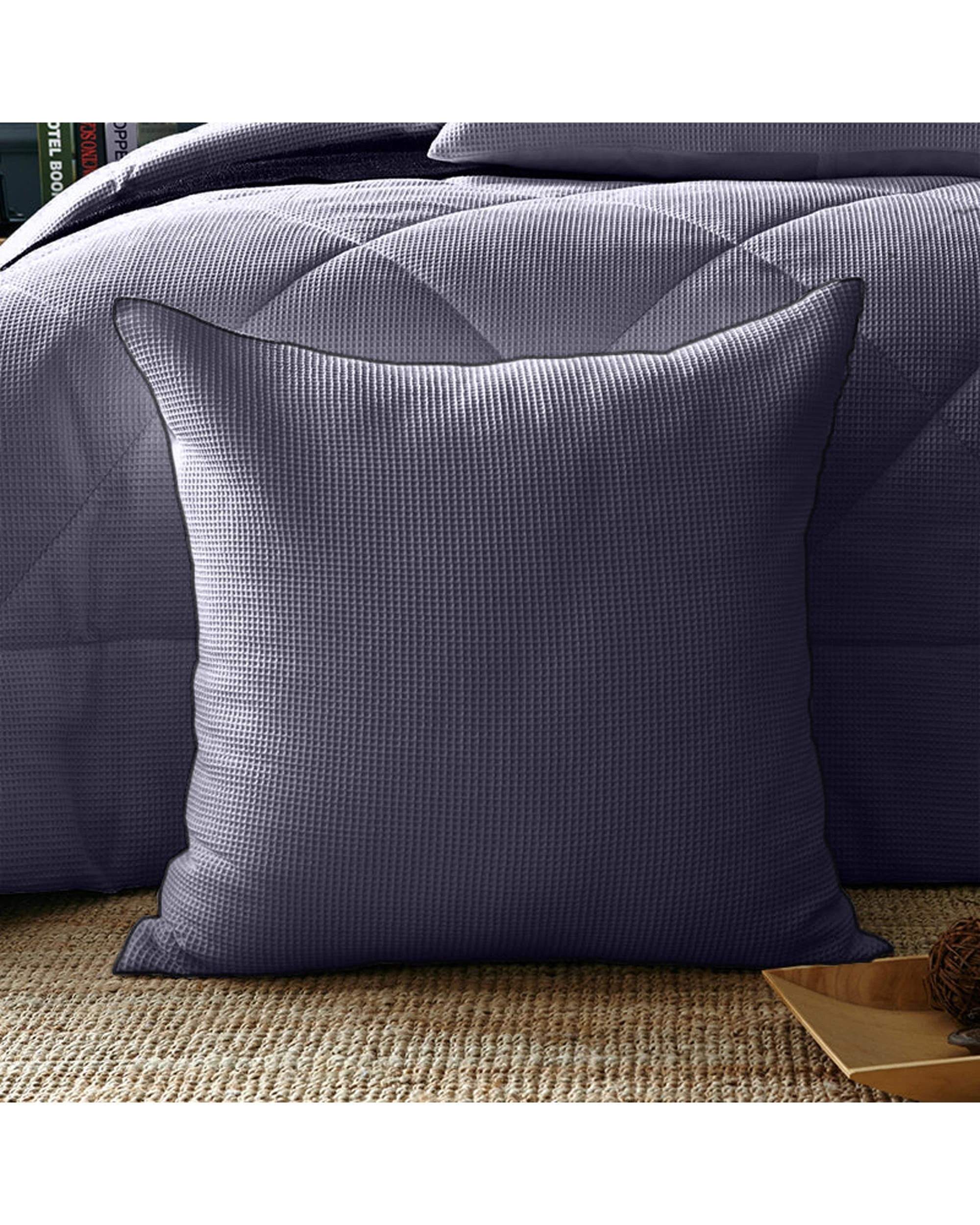 2 Cotton More 2pc Double Sided Waffle Euro Cushion Covers 65x65cm - Grey, 2 of 5
