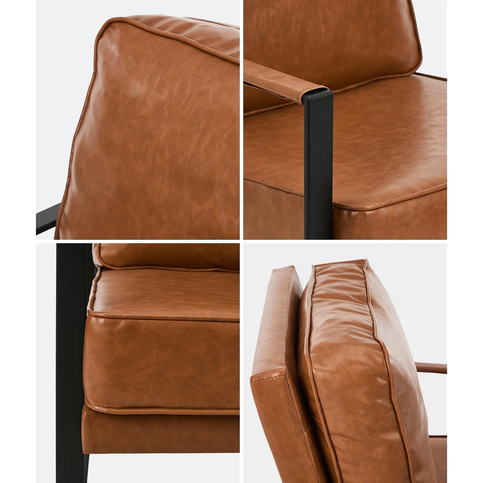 5 Oikiture Lounge Armchair Sofa Chair Faux Leather Accent Armchairs - Brown, 5 of 10