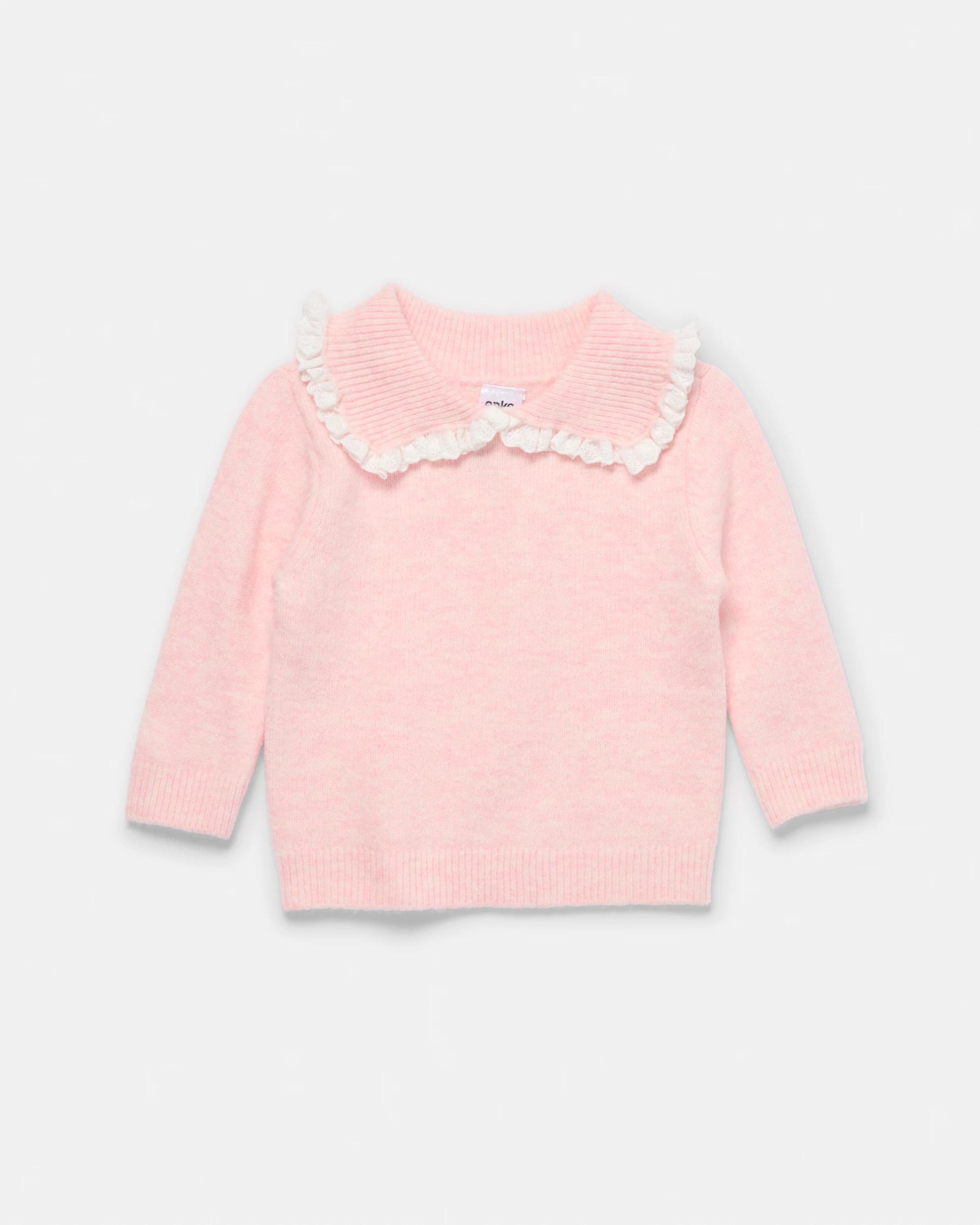 1 Collared Knit Top Pink Marle, 1 of 3