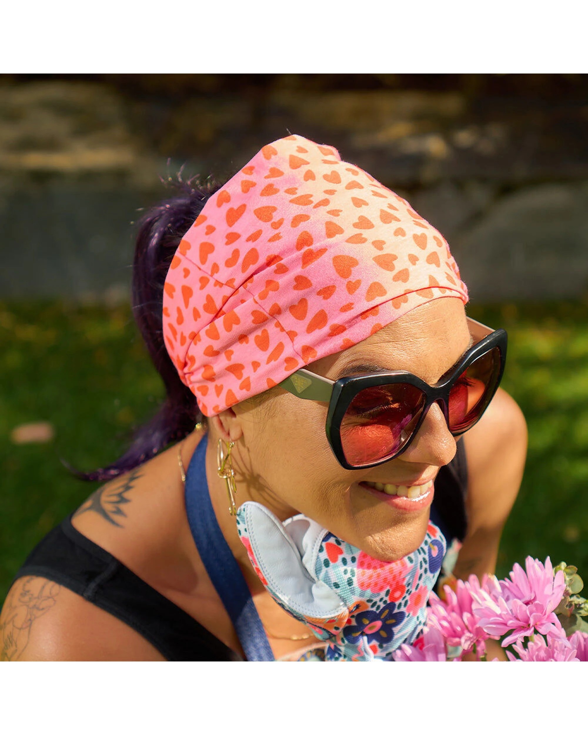 3 Annabel Trends Happywrap Headband Accessory One Size Multipurpose Versatile Love Hearts - Pink, 3 of 3