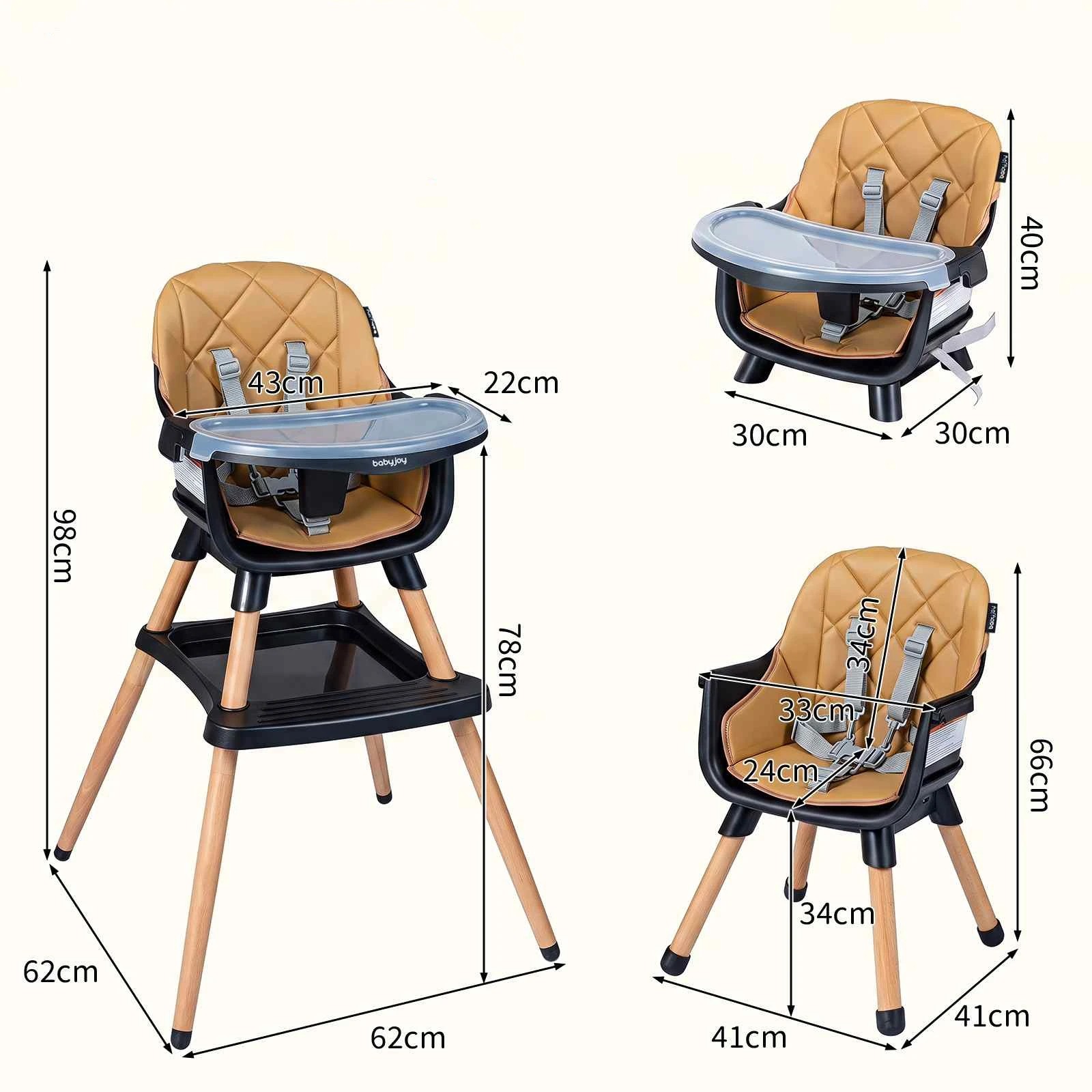 4 Costway 9-in-1 Convertible High Chair Booster Seat Beech Wood Legs - Black, 4 of 4