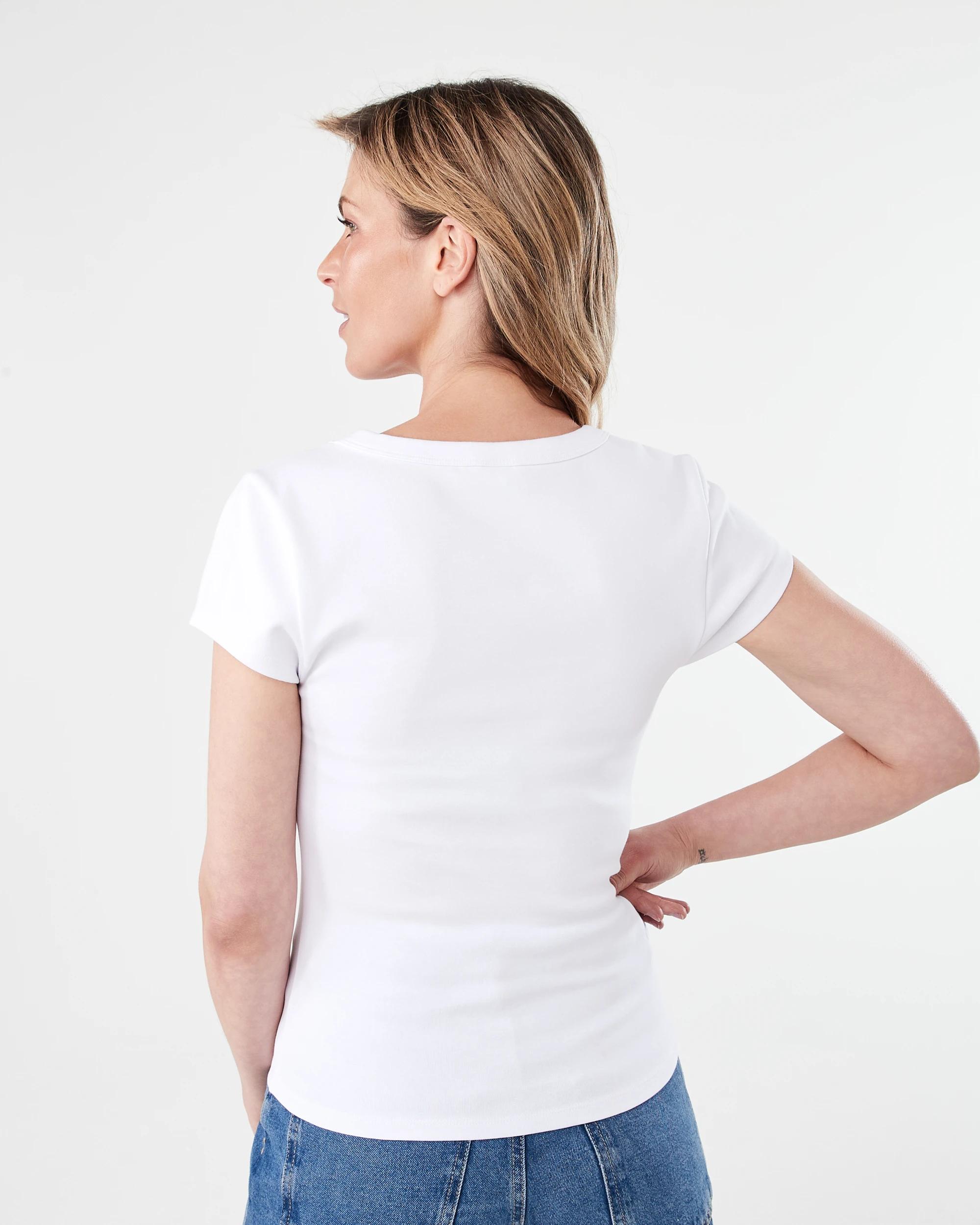 3 Short Sleeve Elevated Scoop Neck T-shirt White, 3 of 5