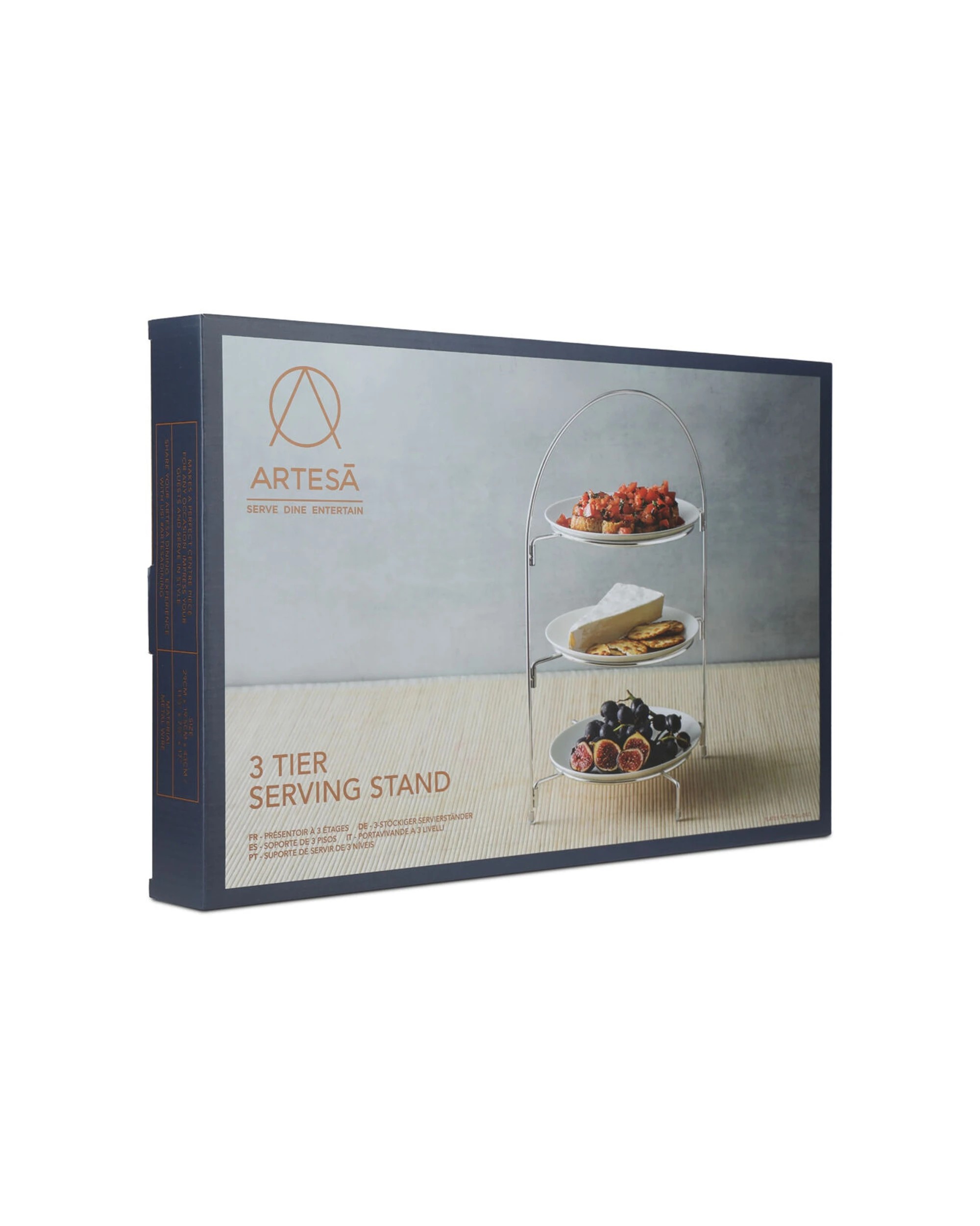 2 Artesa 3 Tier Metal Food Serving Stand Afternoon Tea Cake Stand - Silver, 2 of 3