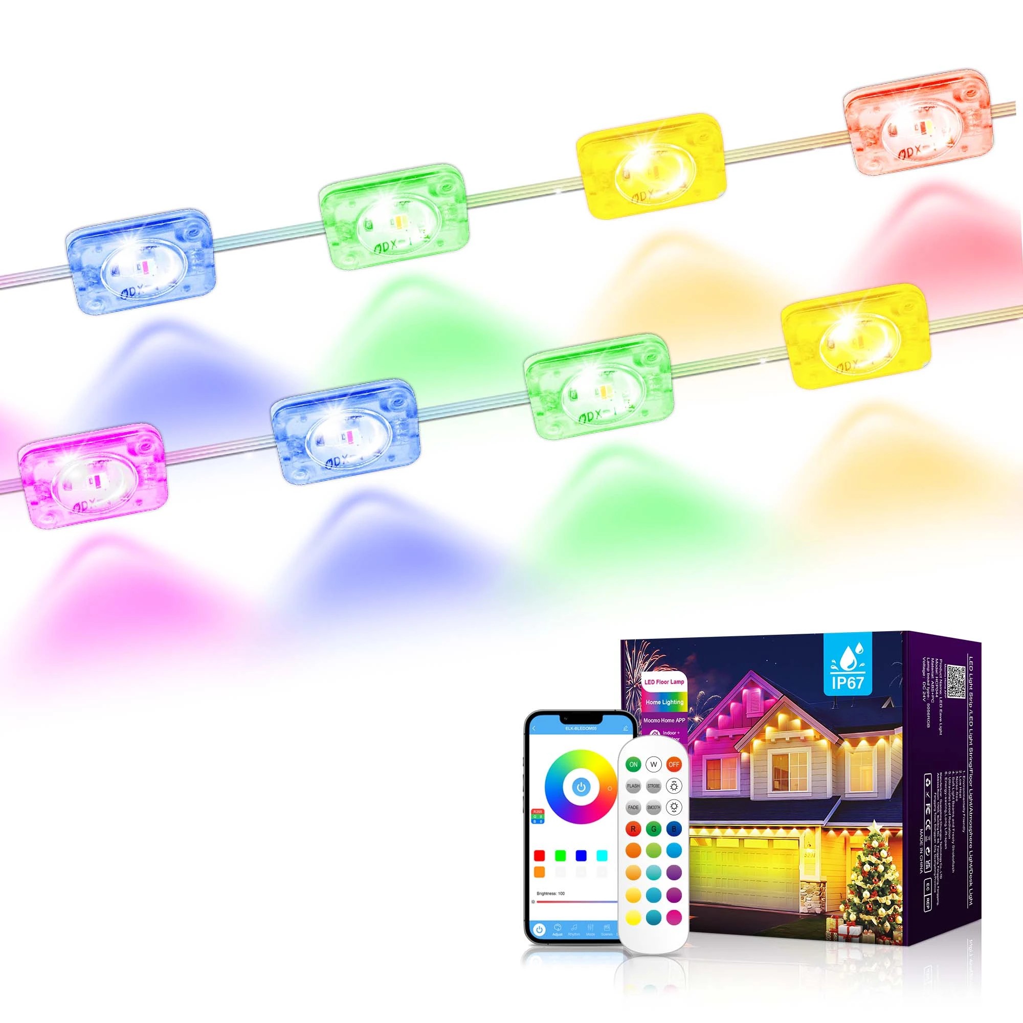 1 Advwin 30M Permanent Outdoor Lights IP67 LED Eave Lights - Multi, 1 of 4