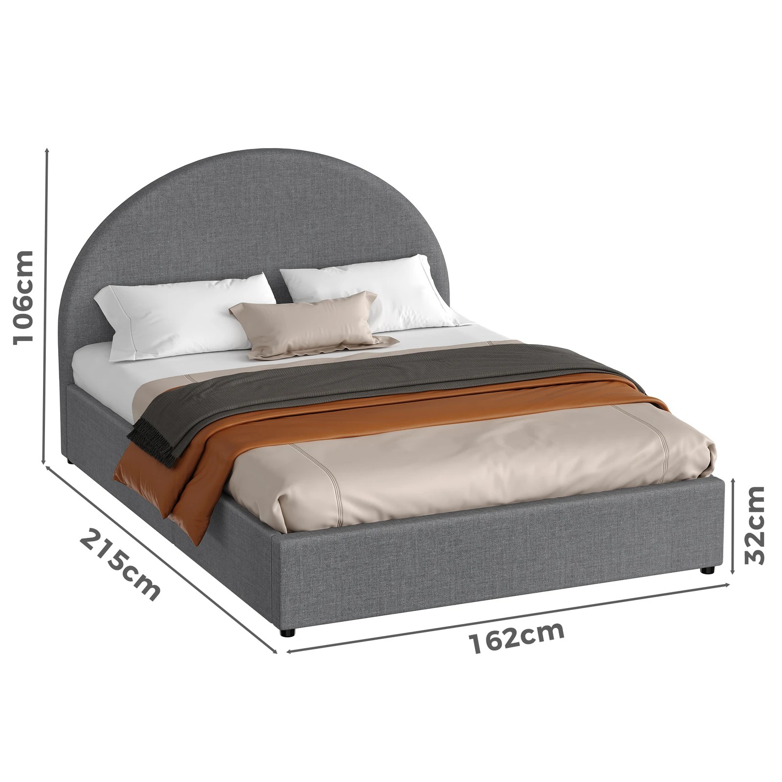 10 Alfordson Bed Frame Queen Size Gas Lift Base With Storage Fabric Howell - Grey, 10 of 10