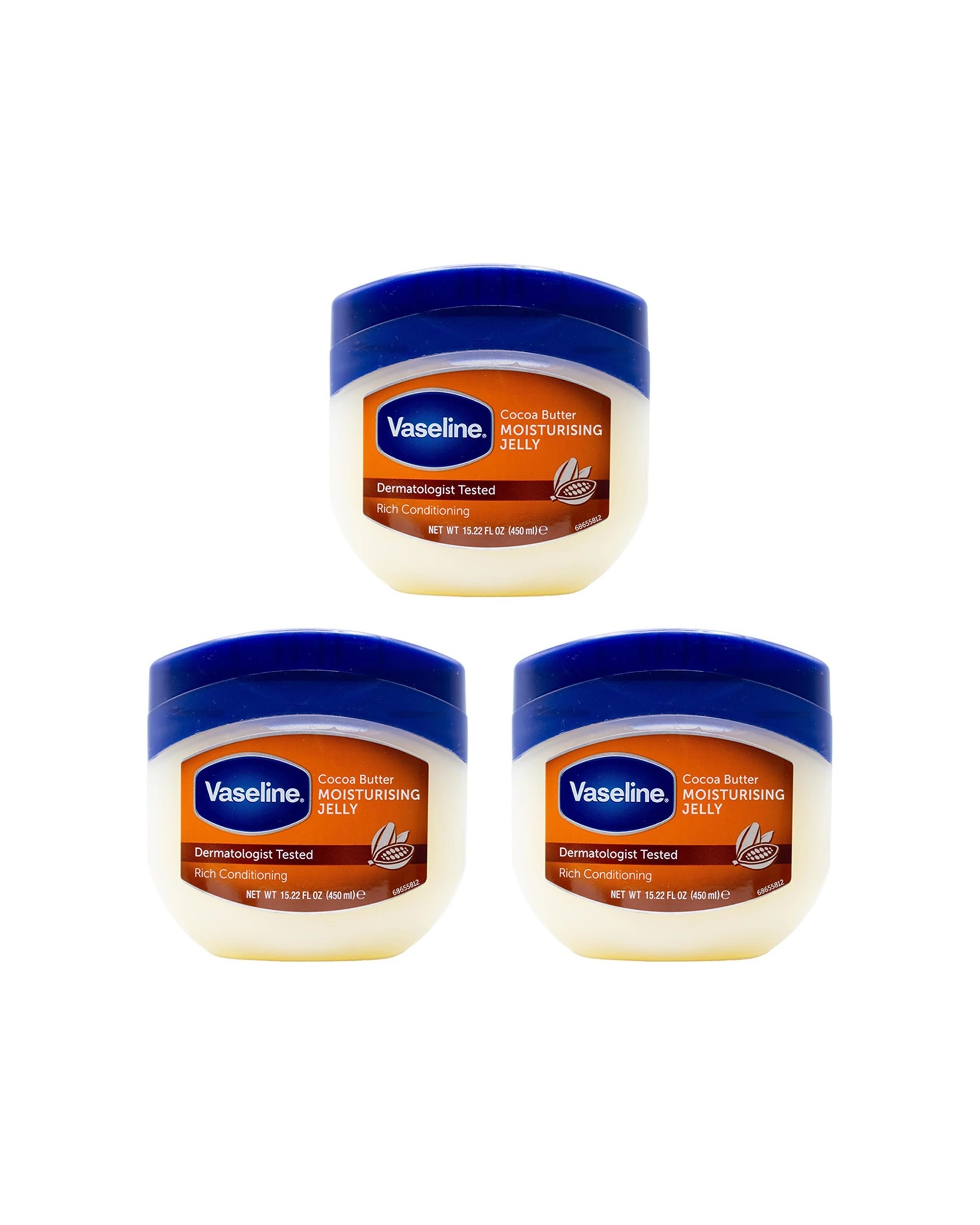 1 Vaseline Moisturising Petroleum Jelly Jar Cocoa Butter 3PK 450ml - Multi, 1 of 3