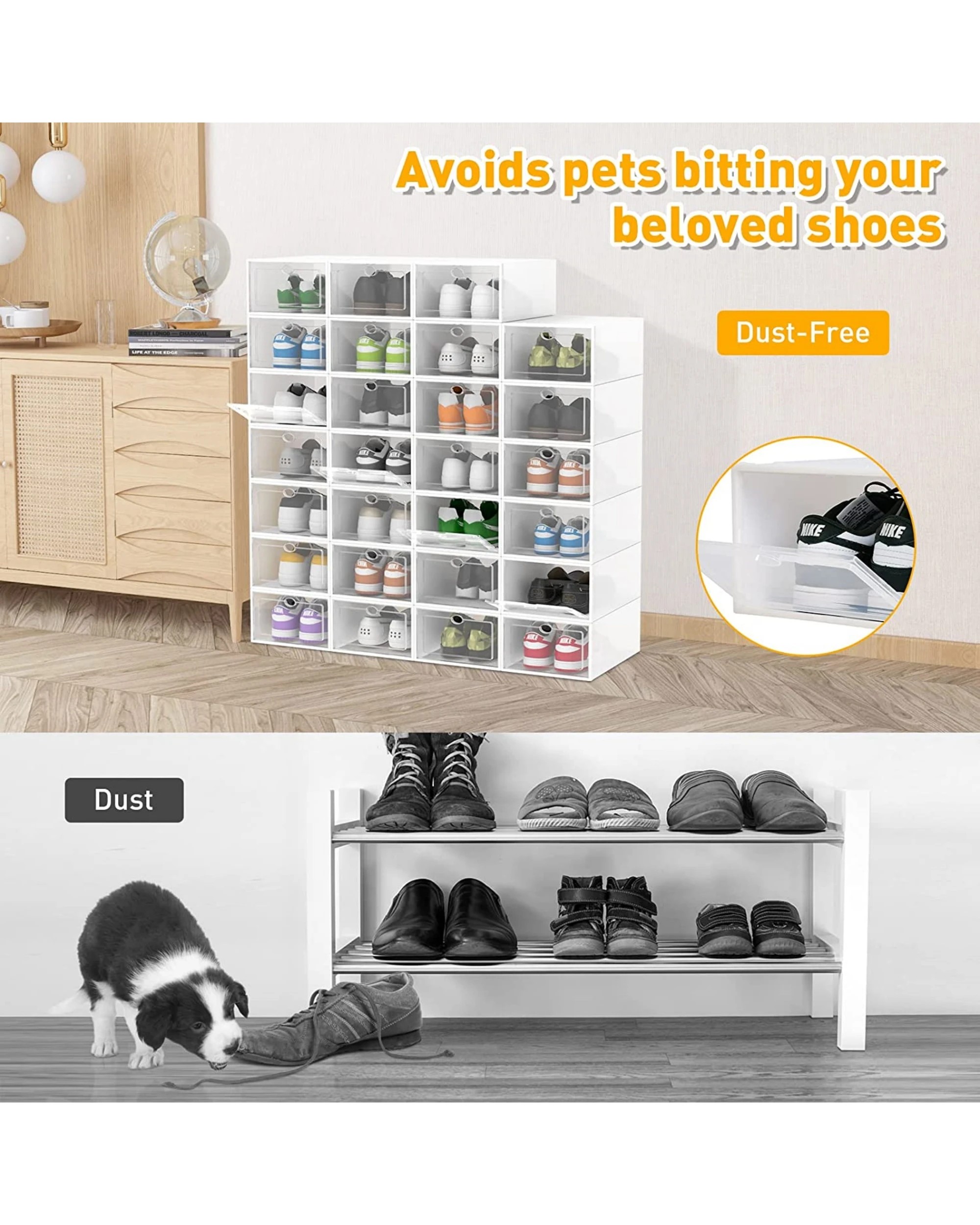 4 Advwin 15Pcs Shoe Storage Case Display Box Stackable Sneaker Rack Plastic, 4 of 8