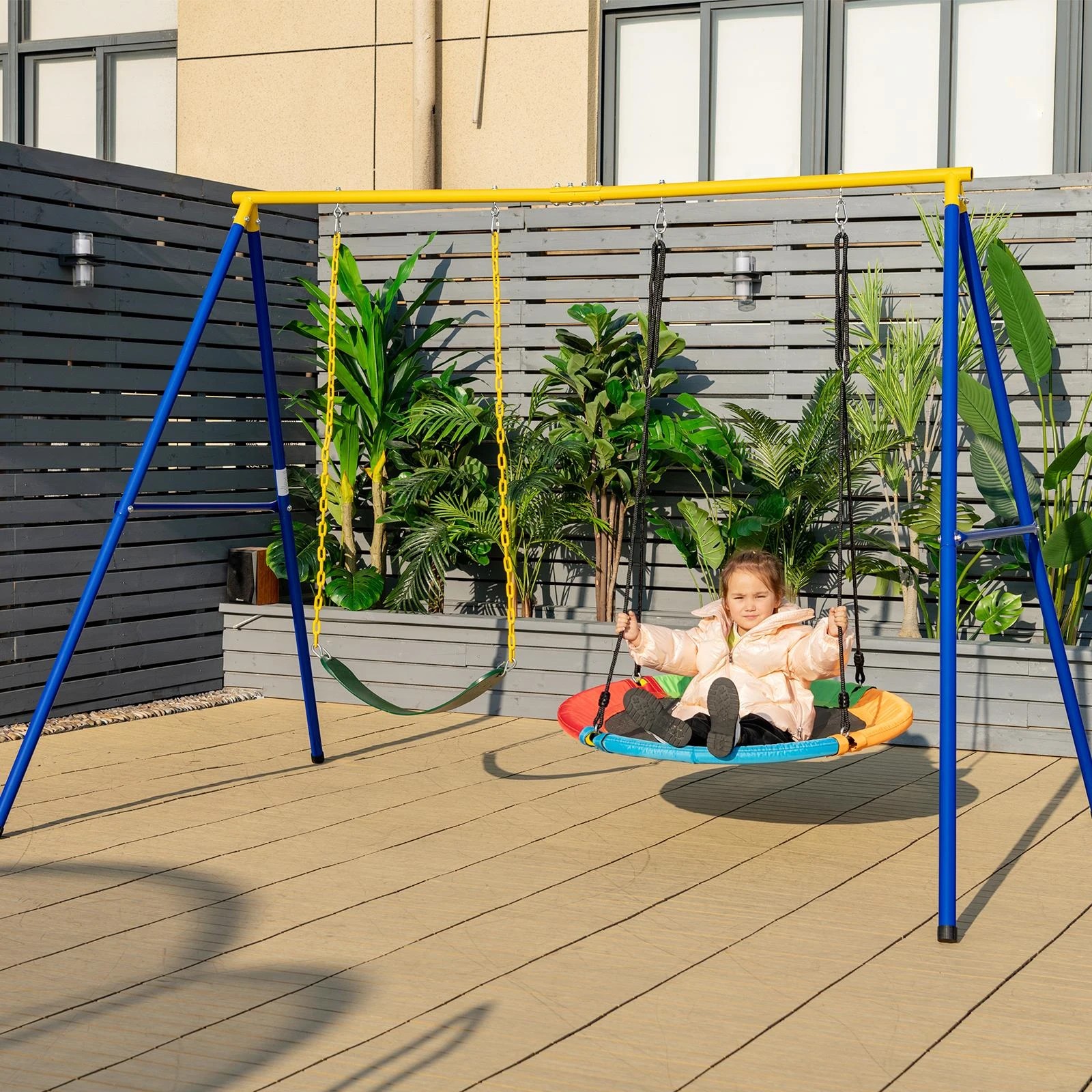 3 Costway 2PC Tree Swings Hammock Chair Round Saucer Belt Swing, 3 of 3