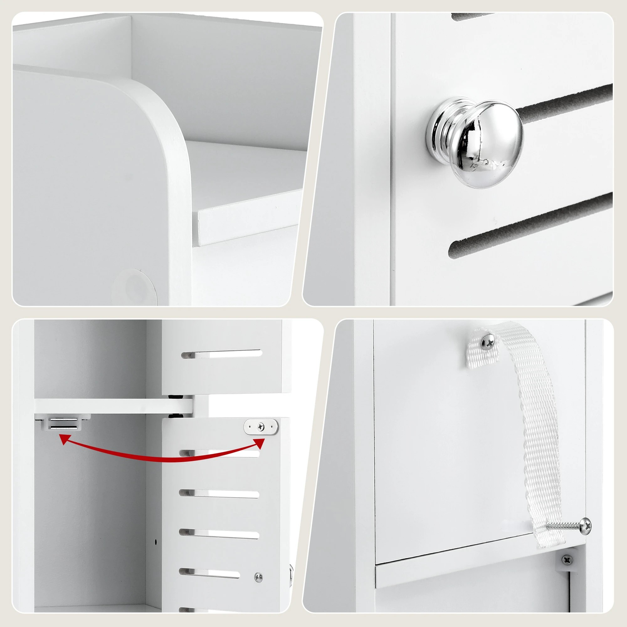8 Artiss 2x Bathroom Storage Cabinet 3-Tier Toilet Paper Holder - White, 8 of 9