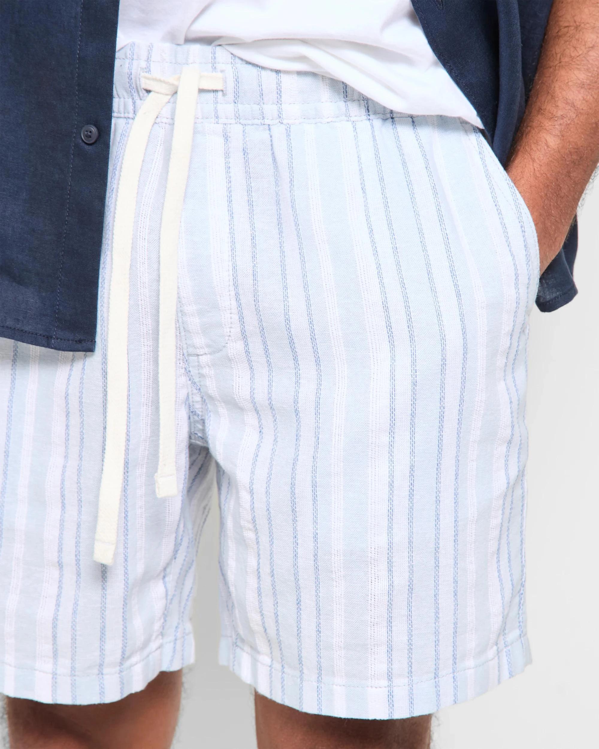 5 Target European Linen Blend Stripe Shorts LIGHT BLUE, 5 of 5