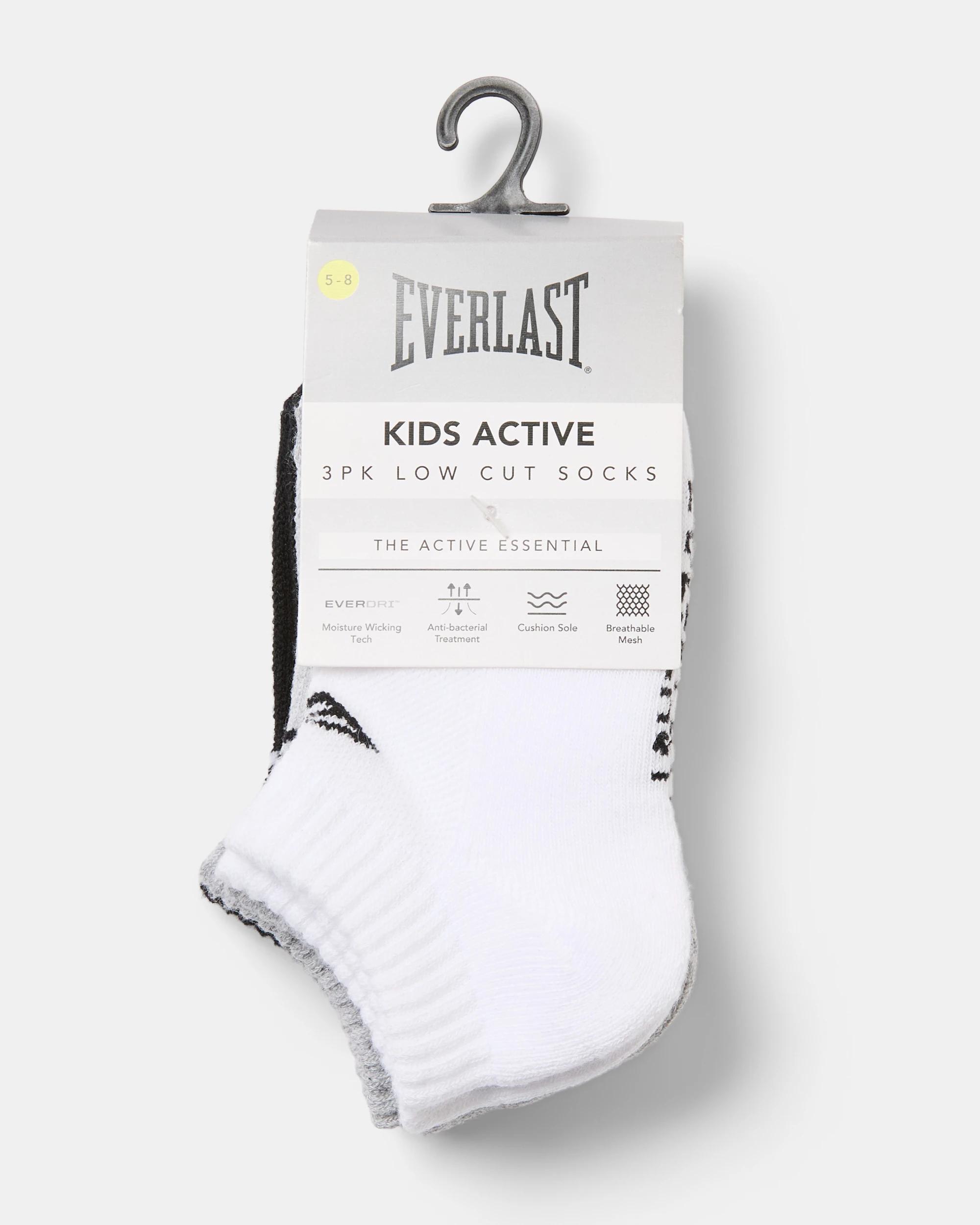 3 3 Pack Everlast Kids Low Cut Socks Blk Wh Gry, 3 of 3