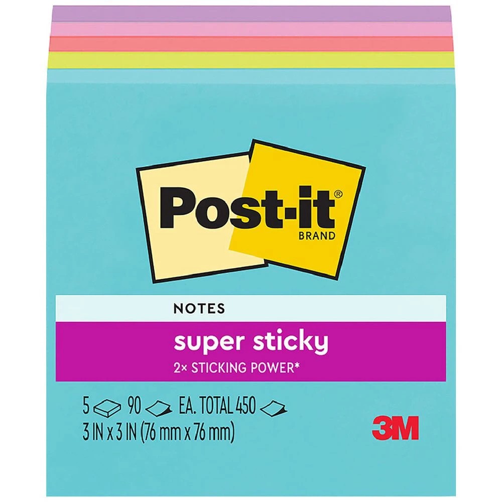 1 Post-it Super Sticky Notes 76 x 76mm Supernova Neons 5 Pack, 1 of 8