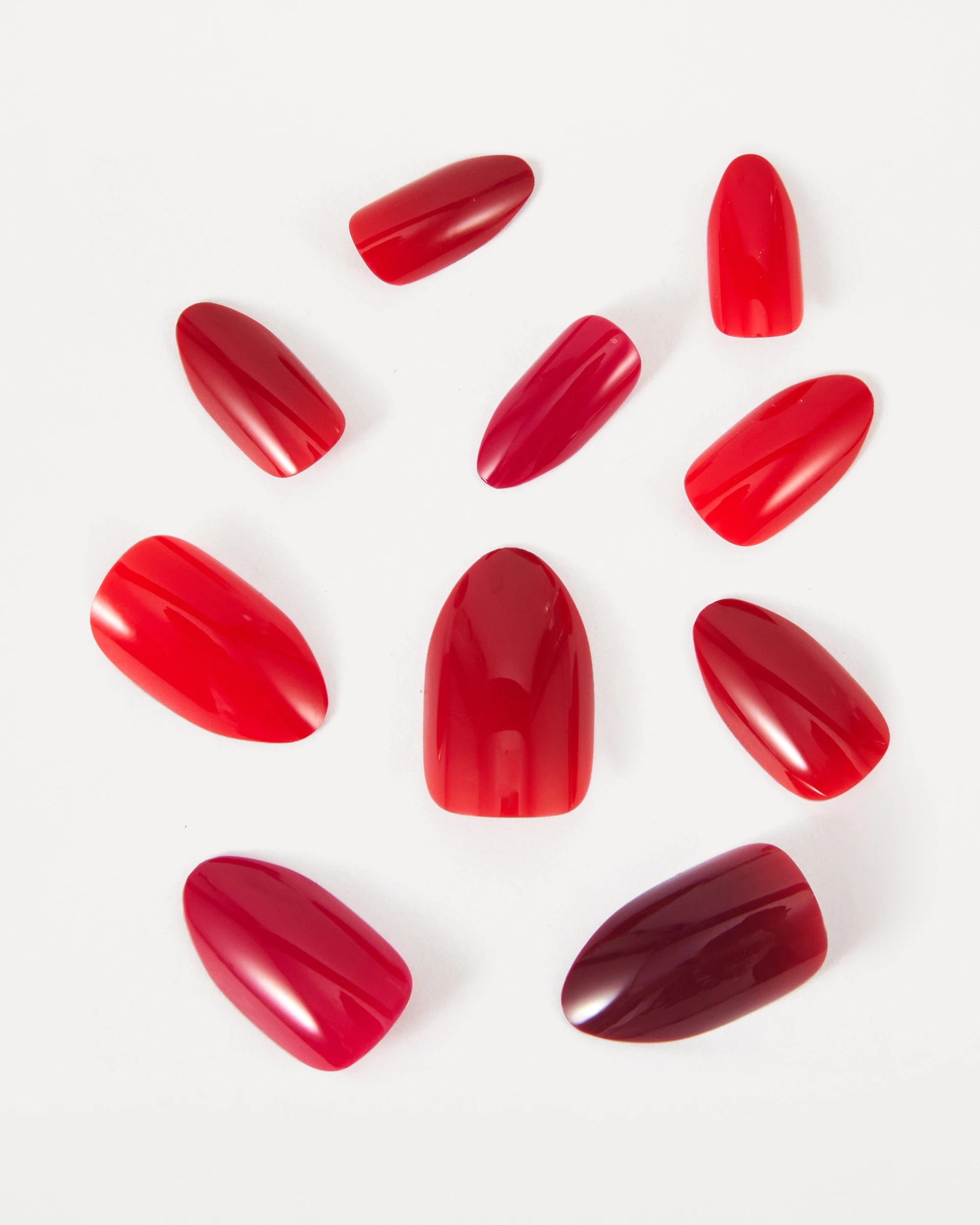 2 OXX Beauty 100 Pack Artificial Nails with Adhesive - Almond Shape, Red, 2 of 4