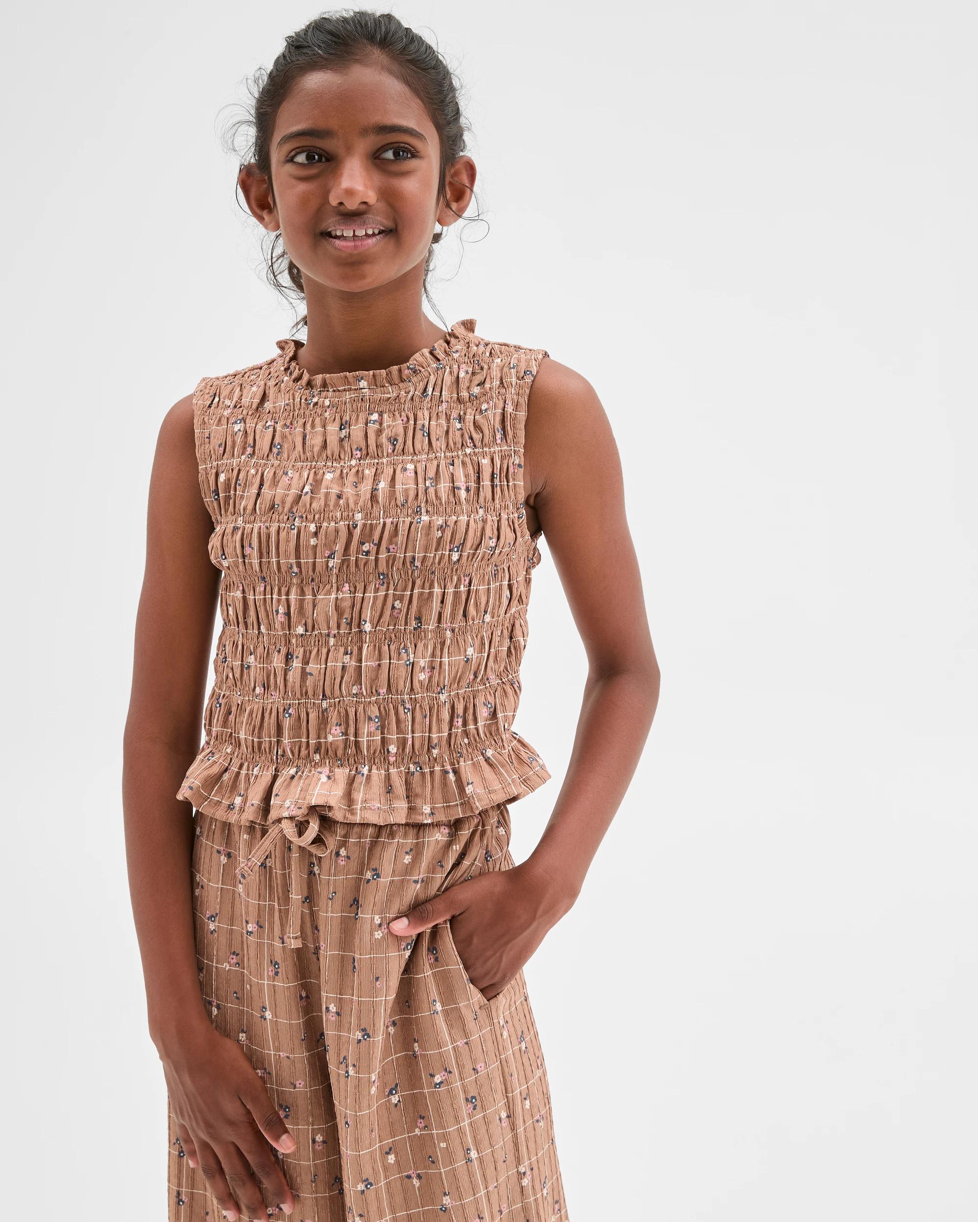 1 Target Kids Textured Knit Tank Top CHECK BROWN, 1 of 7