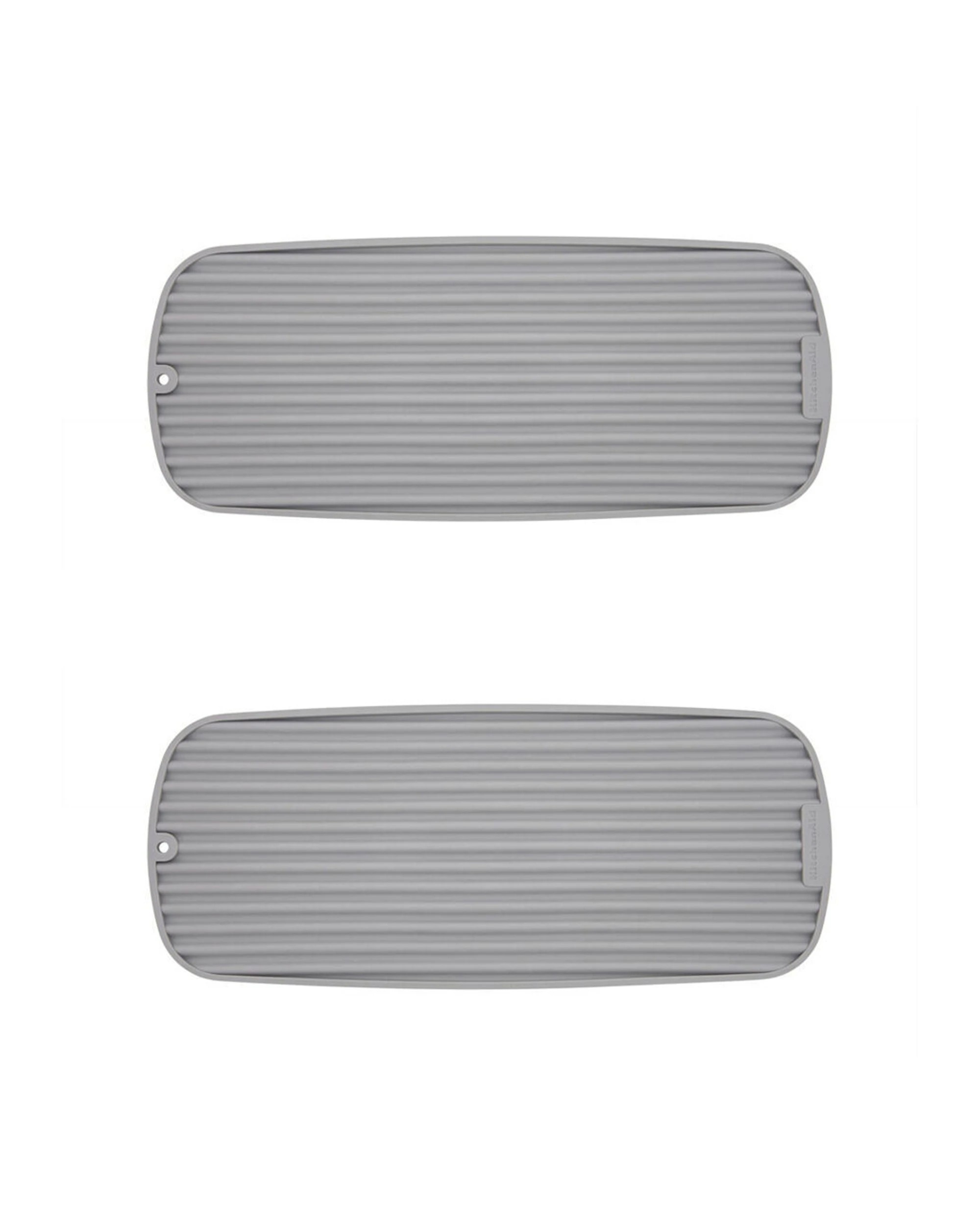 1 KitchenAid Plastic Dish Drying Mat Pad 2PK Slim Raised Ribbed Non-Slip - Grey, 1 of 6