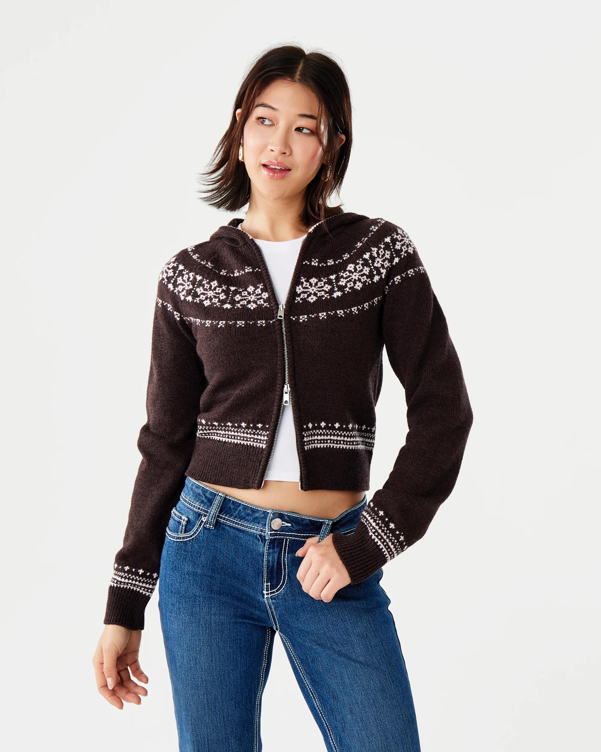 2 Fair Isle Knit Hoodie Brn Flwer, 2 of 10