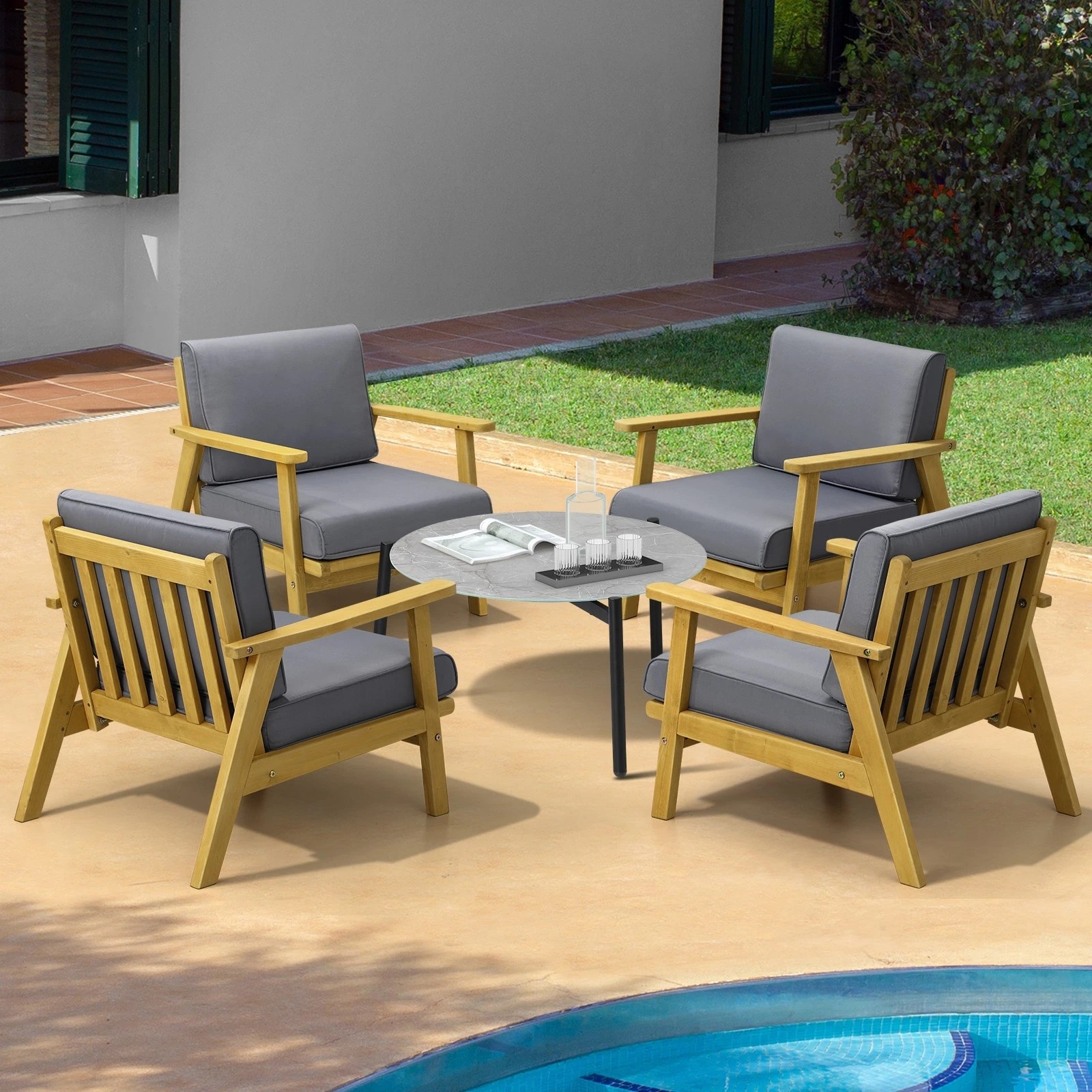 10 Livsip Outdoor Lounge Set 5pcs Patio Furniture Set 70cm Coffee Side Table
 - Multi, 10 of 10